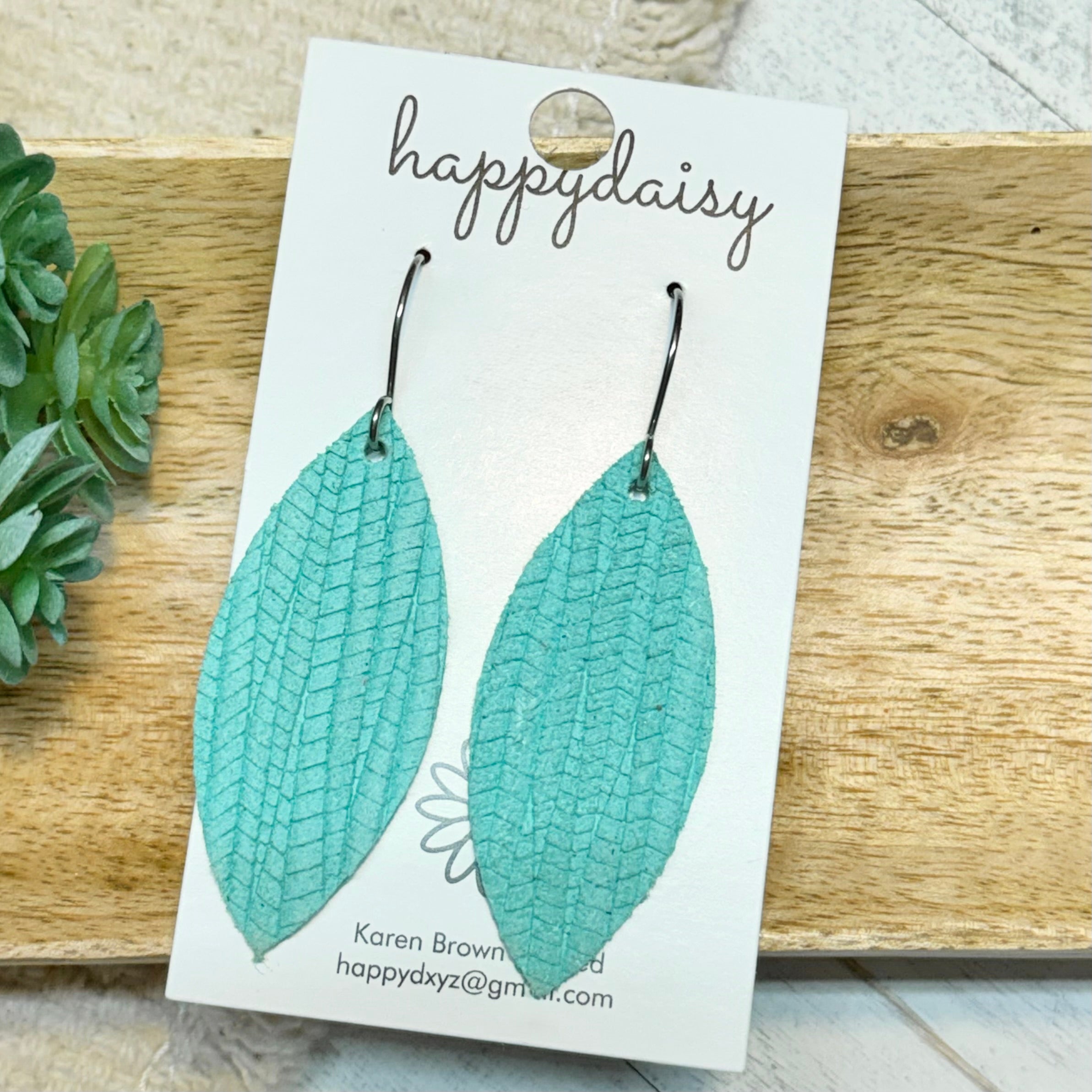 Aqua Embossed Suede Aspen Earrings