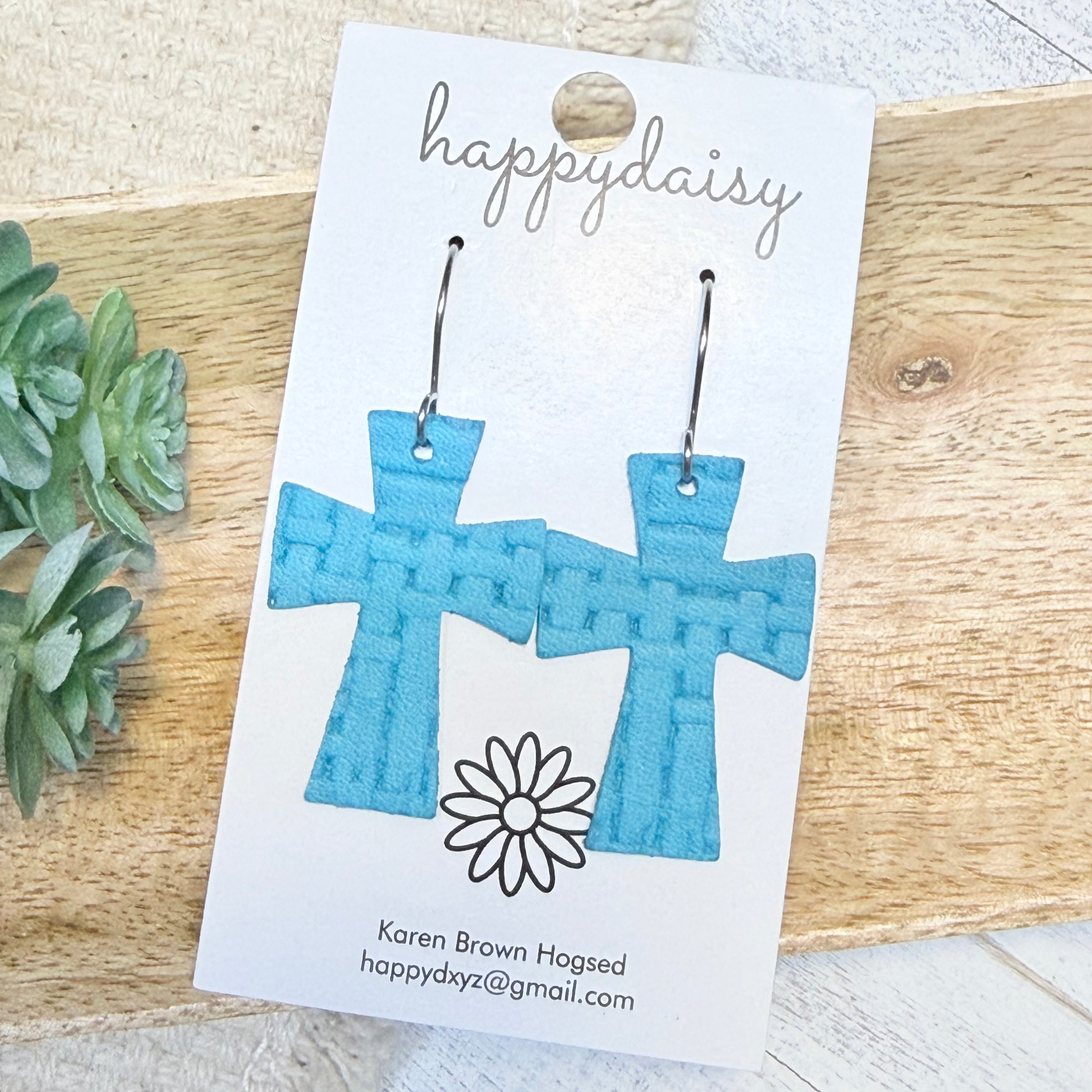 Turquoise Weave Cross Earrings