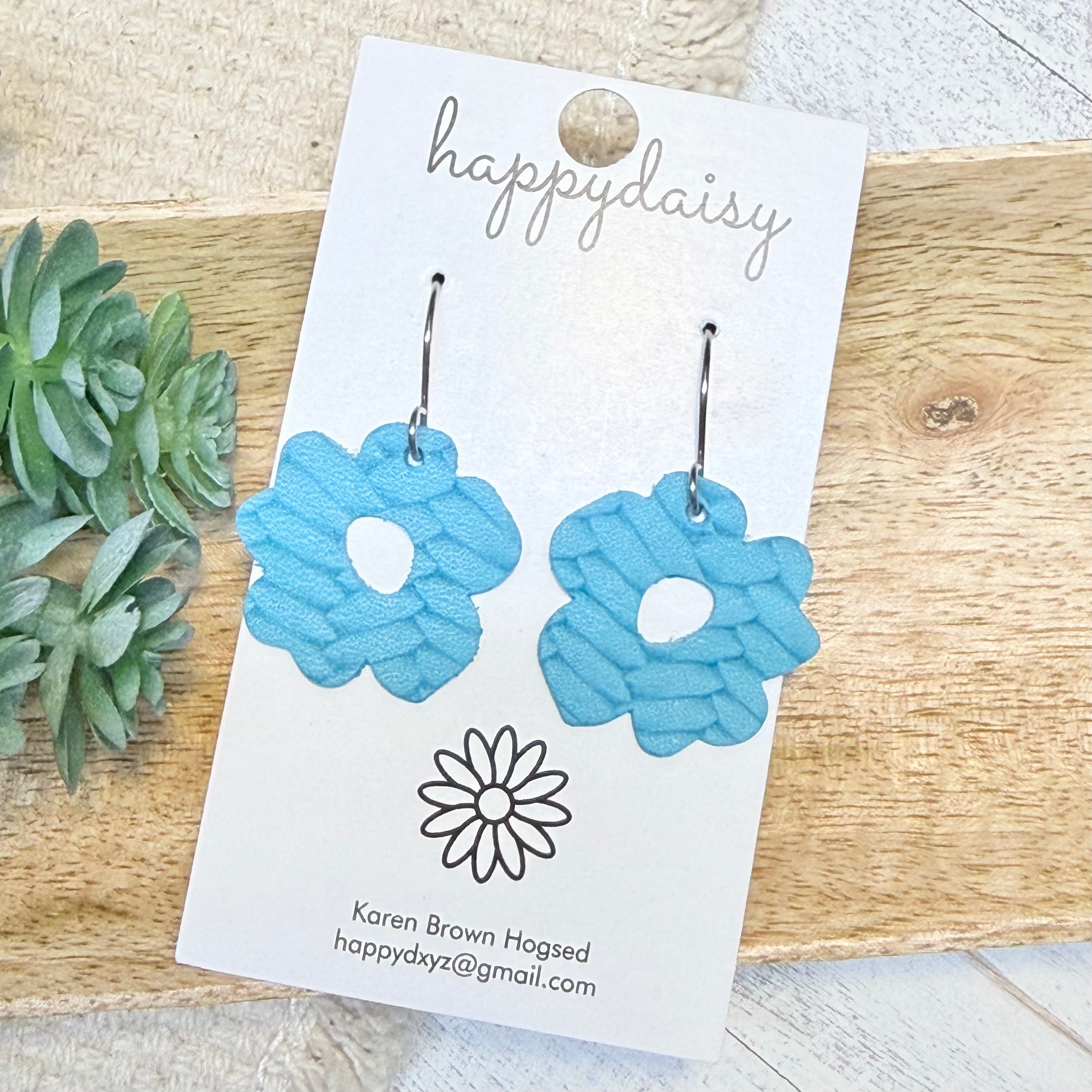 Turquoise Embossed Suede Flora Earrings