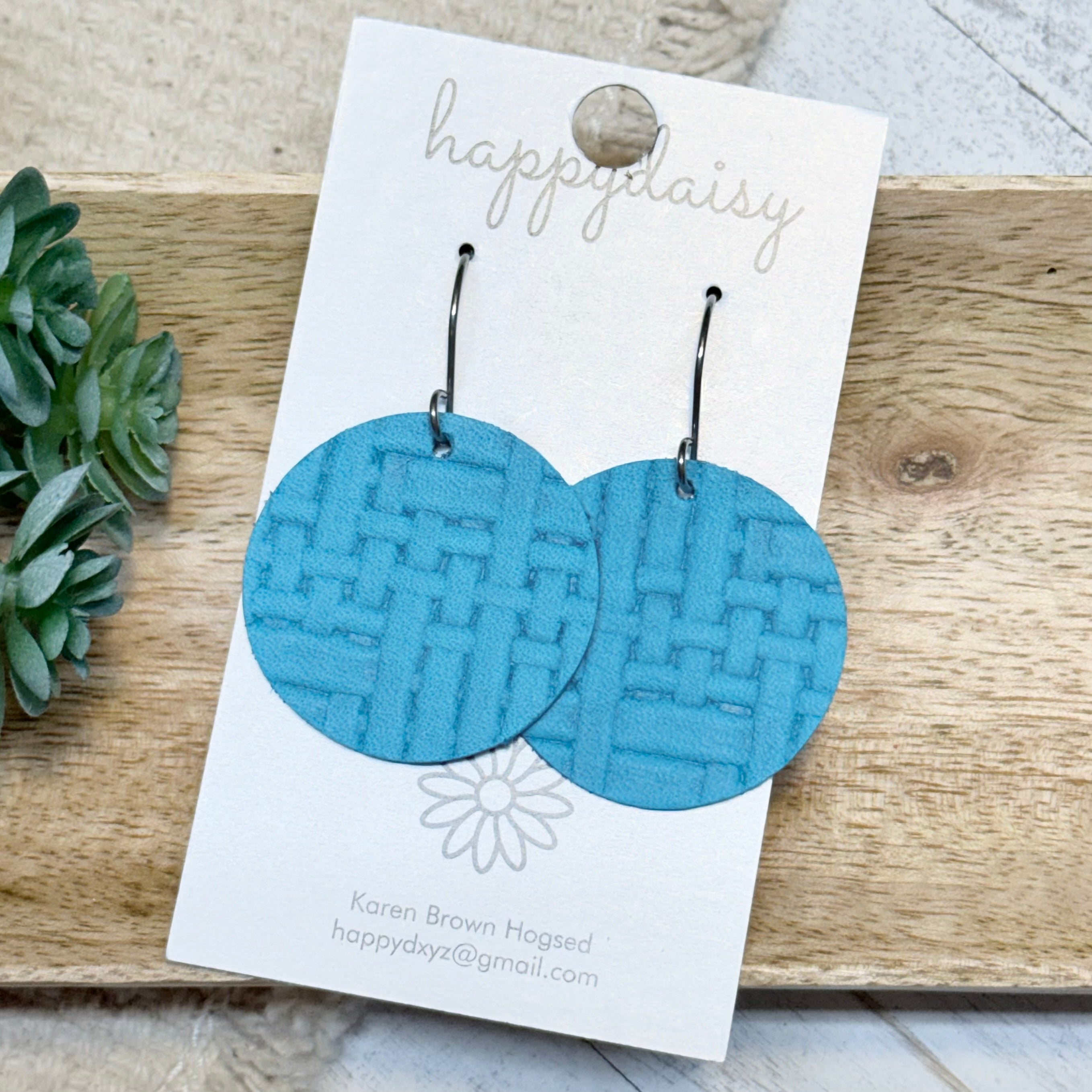 Turquoise Embossed Suede Luna Earrings