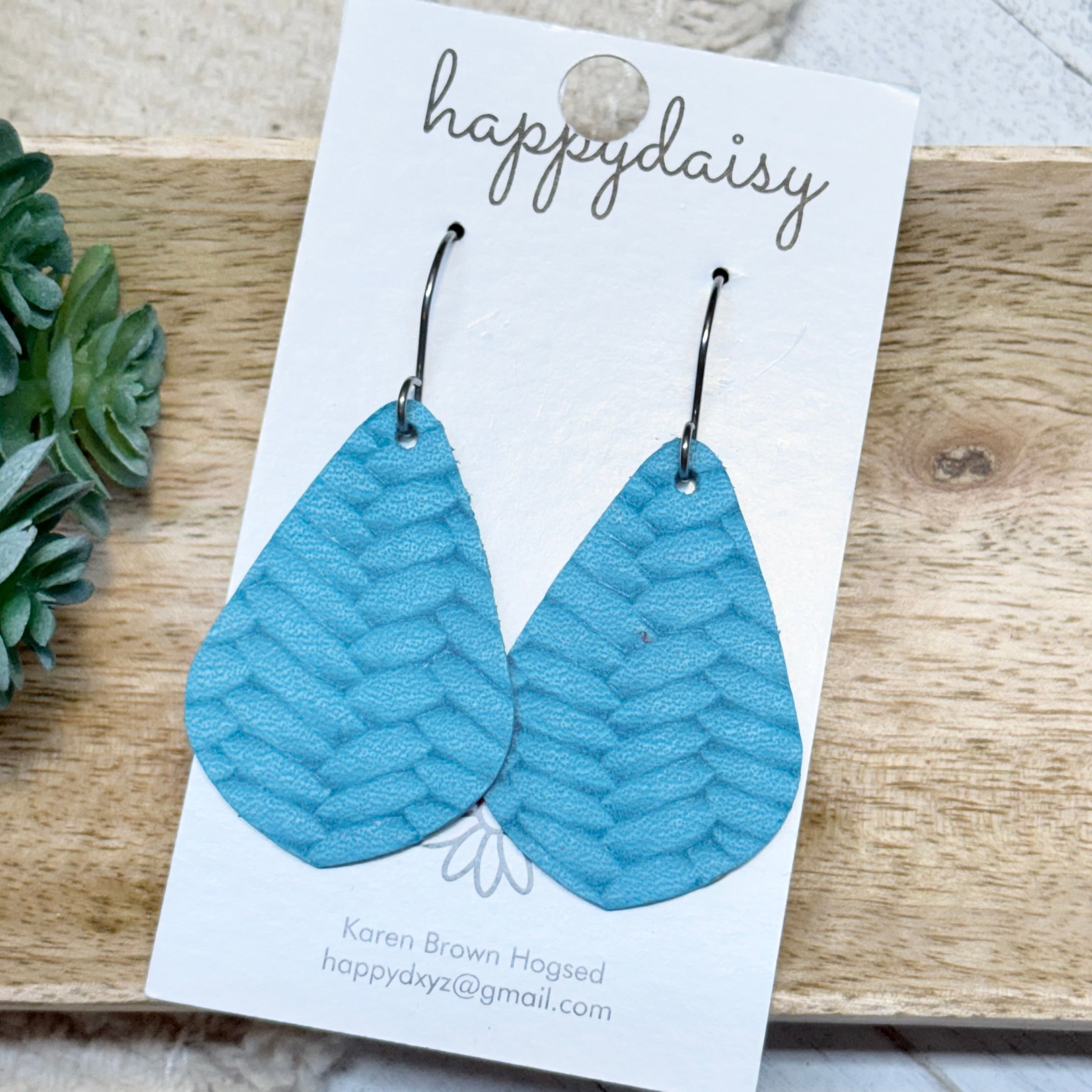 Turquoise Embossed Suede Vale Earrings