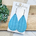 Turquoise Embossed Suede 2" Teardrop Earrings