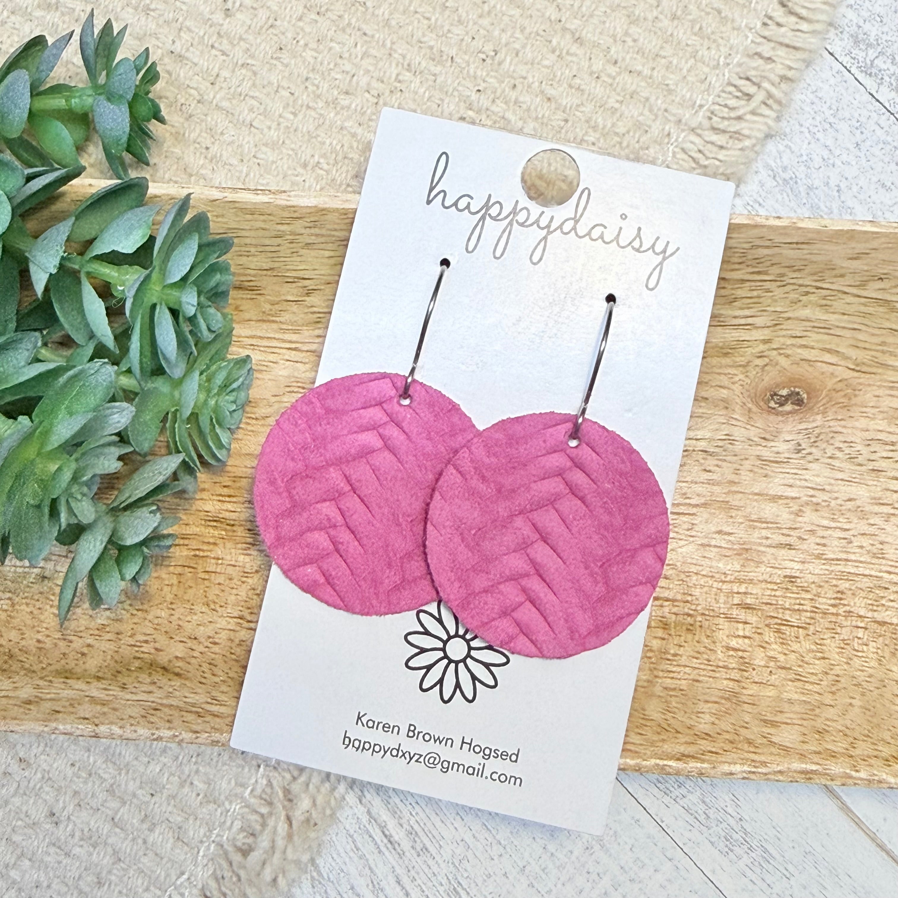 Berry Embossed Suede Luna Earrings