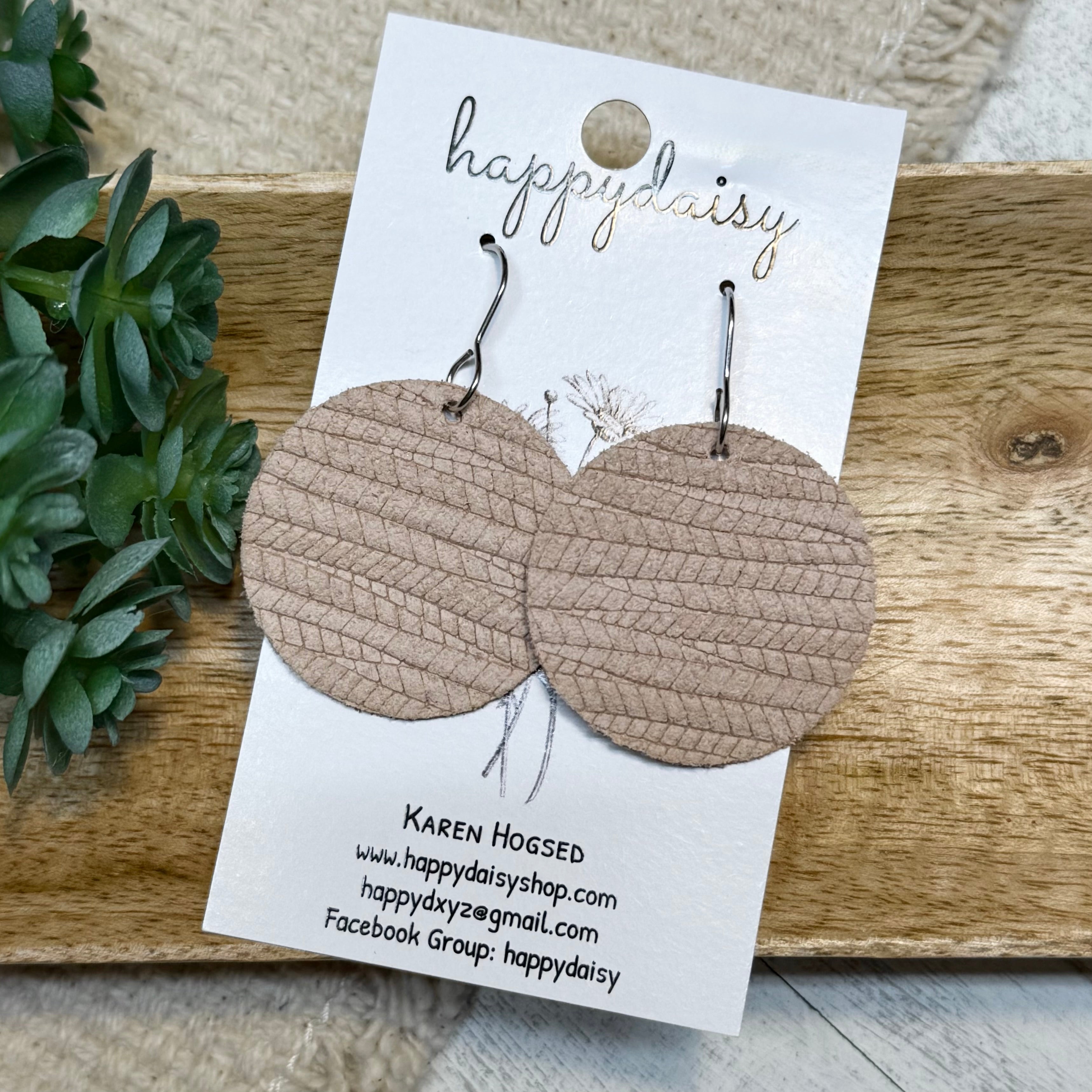 Blush Nude Embossed Suede Luna Earrings