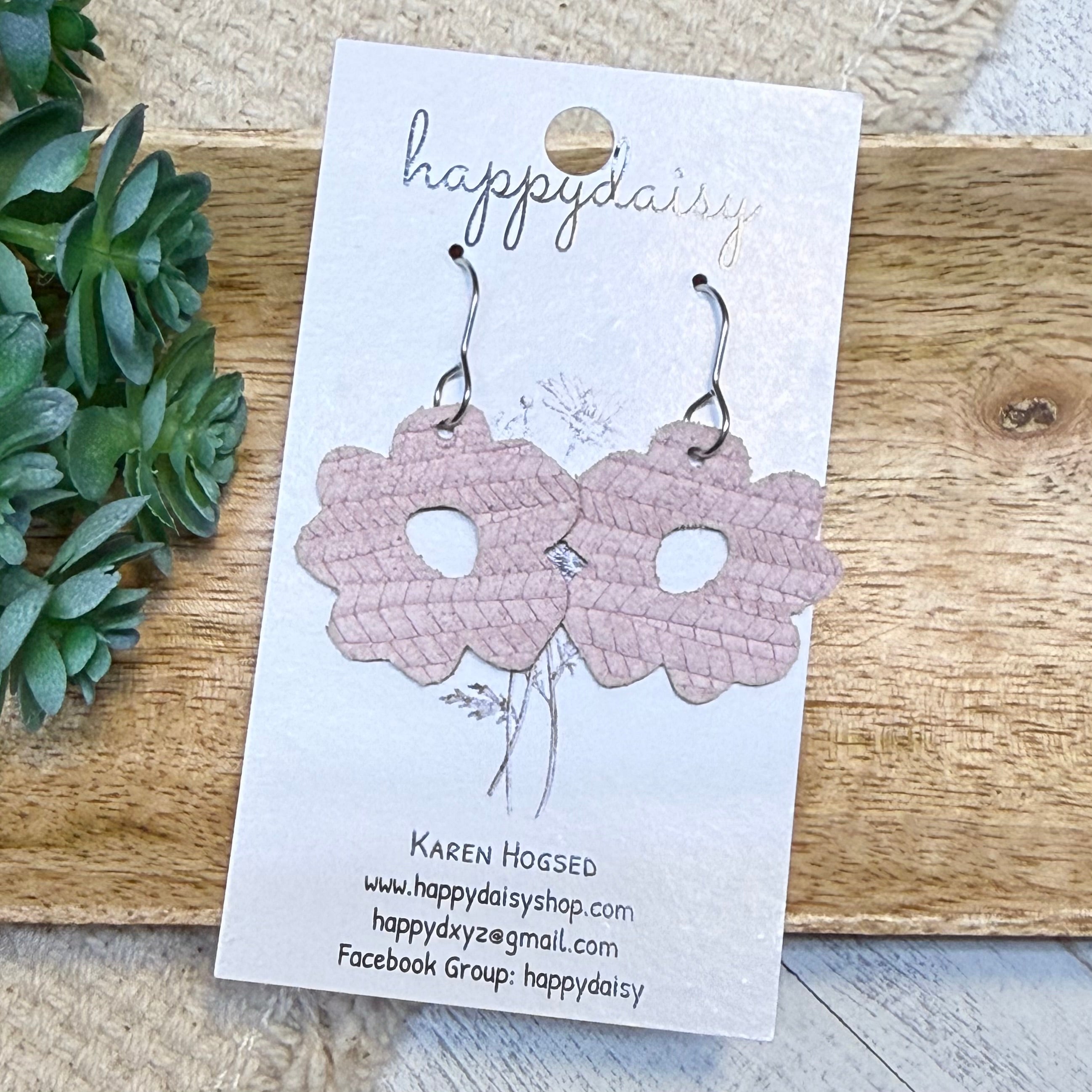 Blush Embossed Suede Flora Earrings