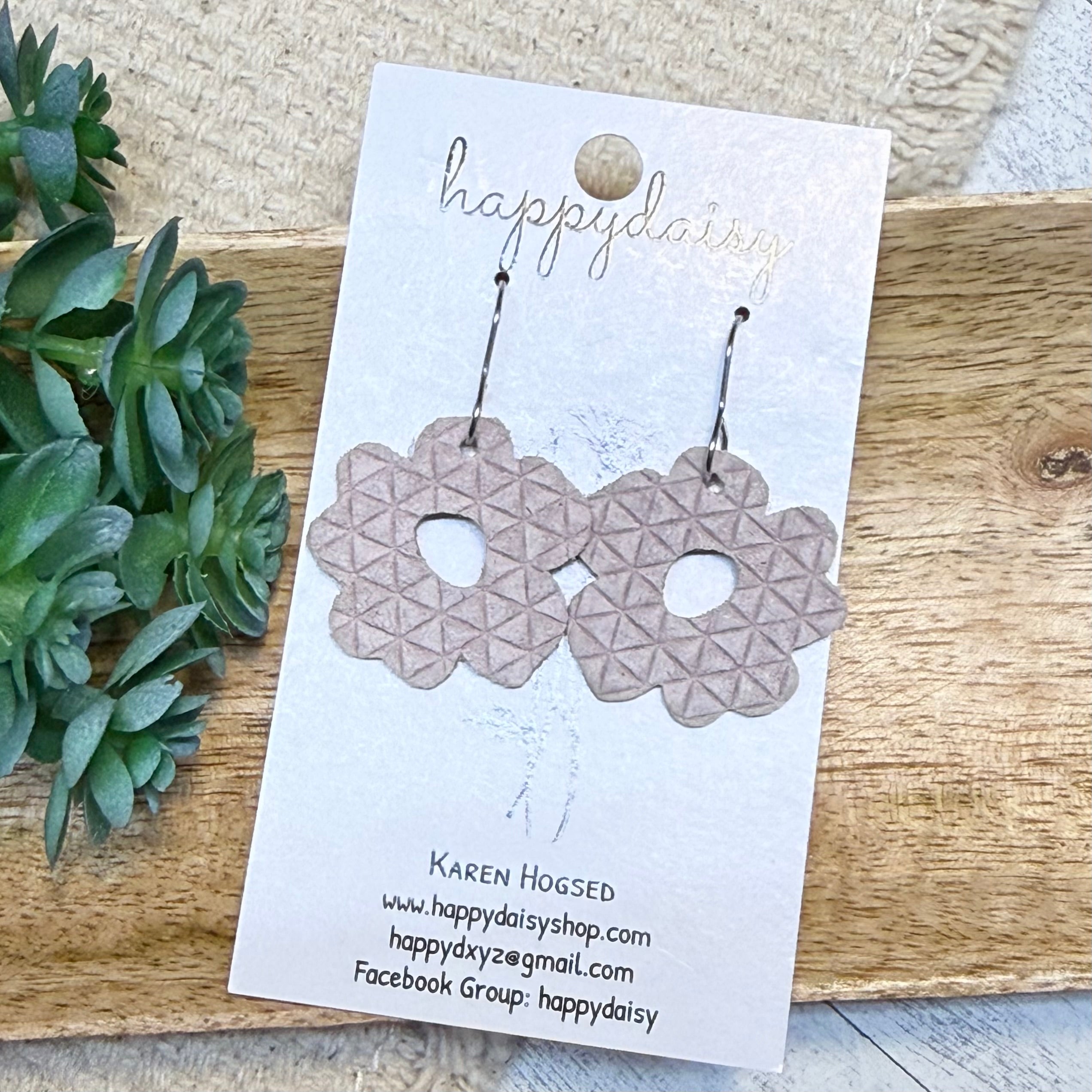 Soft Blush Embossed Suede Flora Earrings