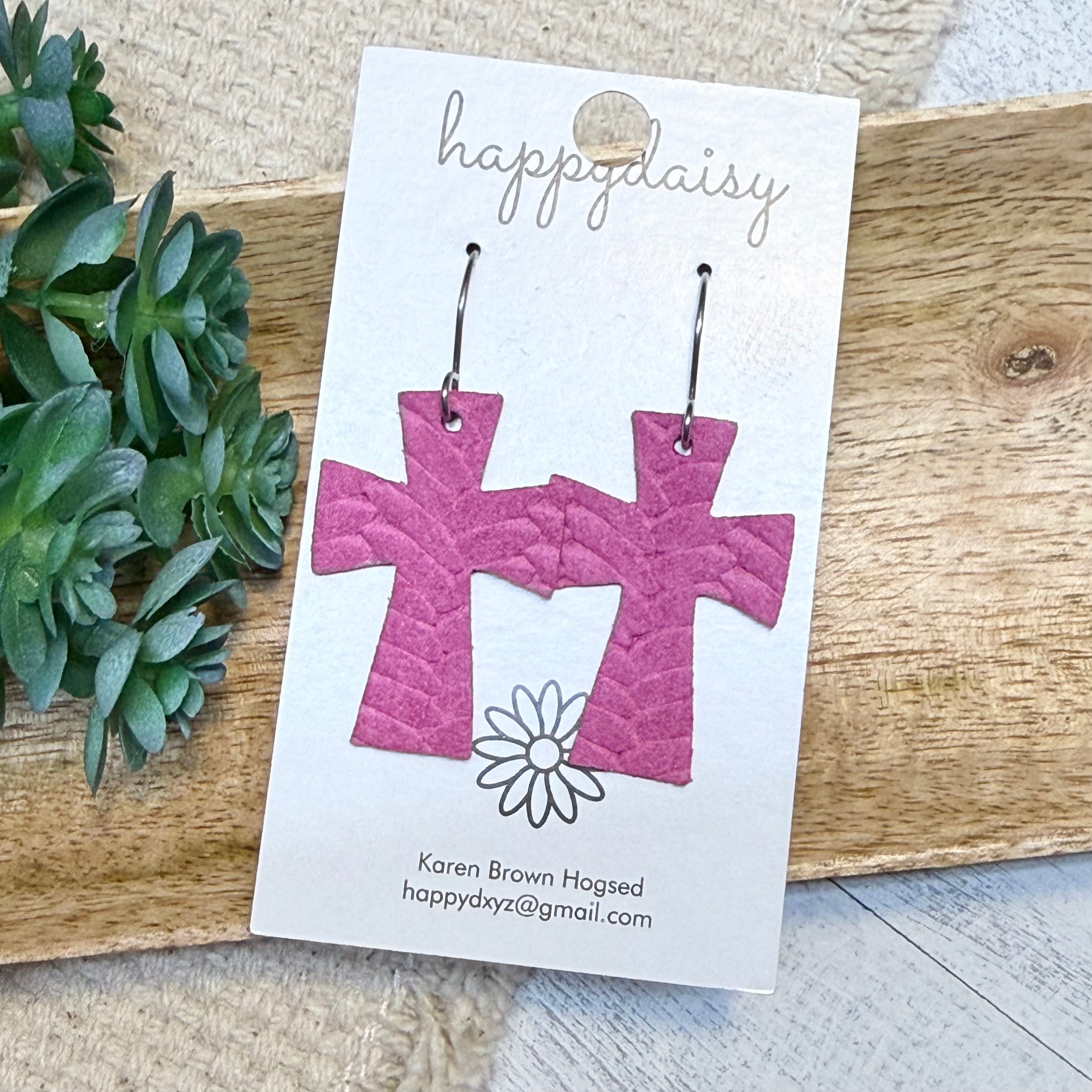 Soft Berry Cross Earrings