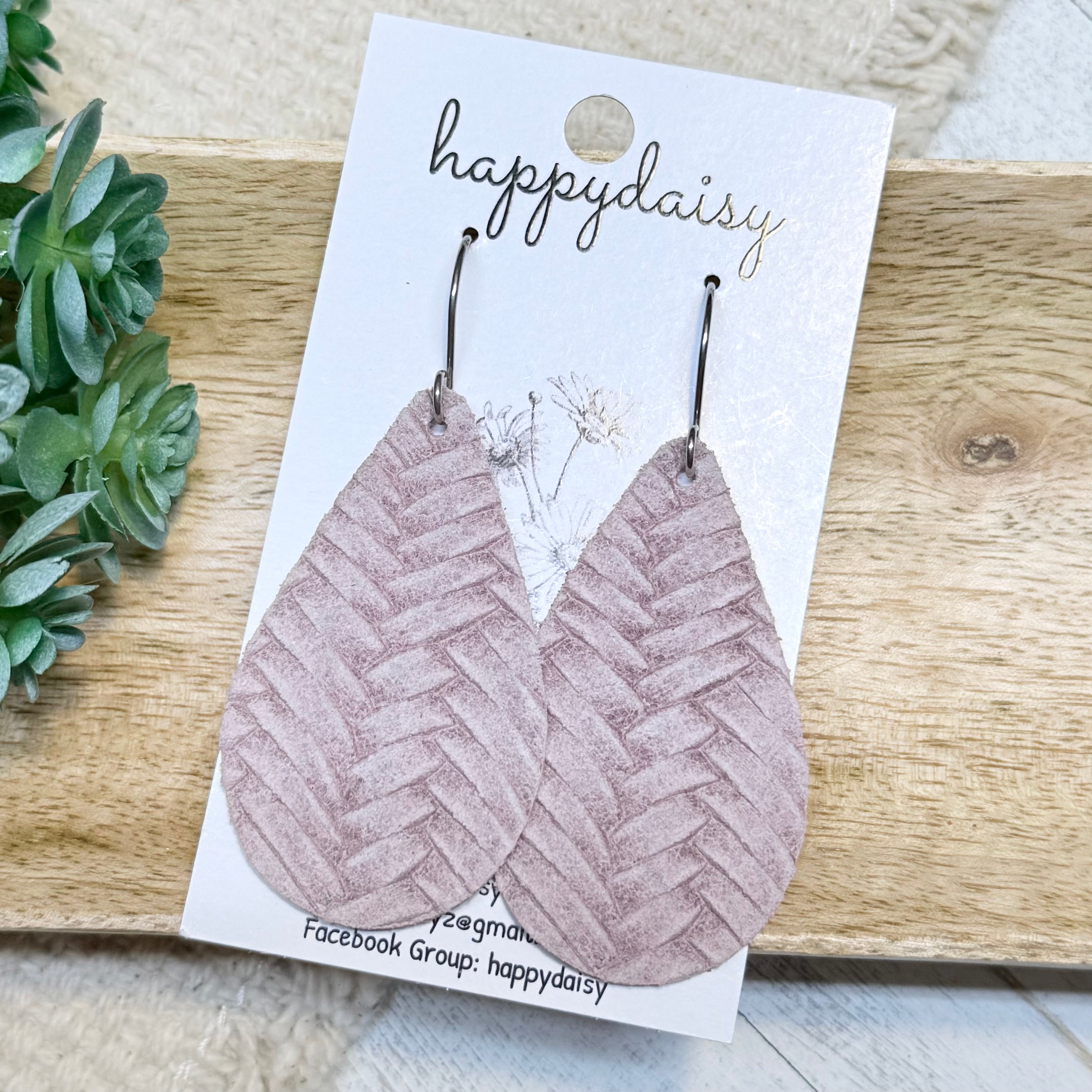 Misty Lavender Embossed Suede 2" Teardrop Earrings