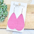 Raspberry Embossed Suede 2" Teardrop Earrings