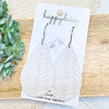 White Embossed Suede 2" Teardrop Earrings
