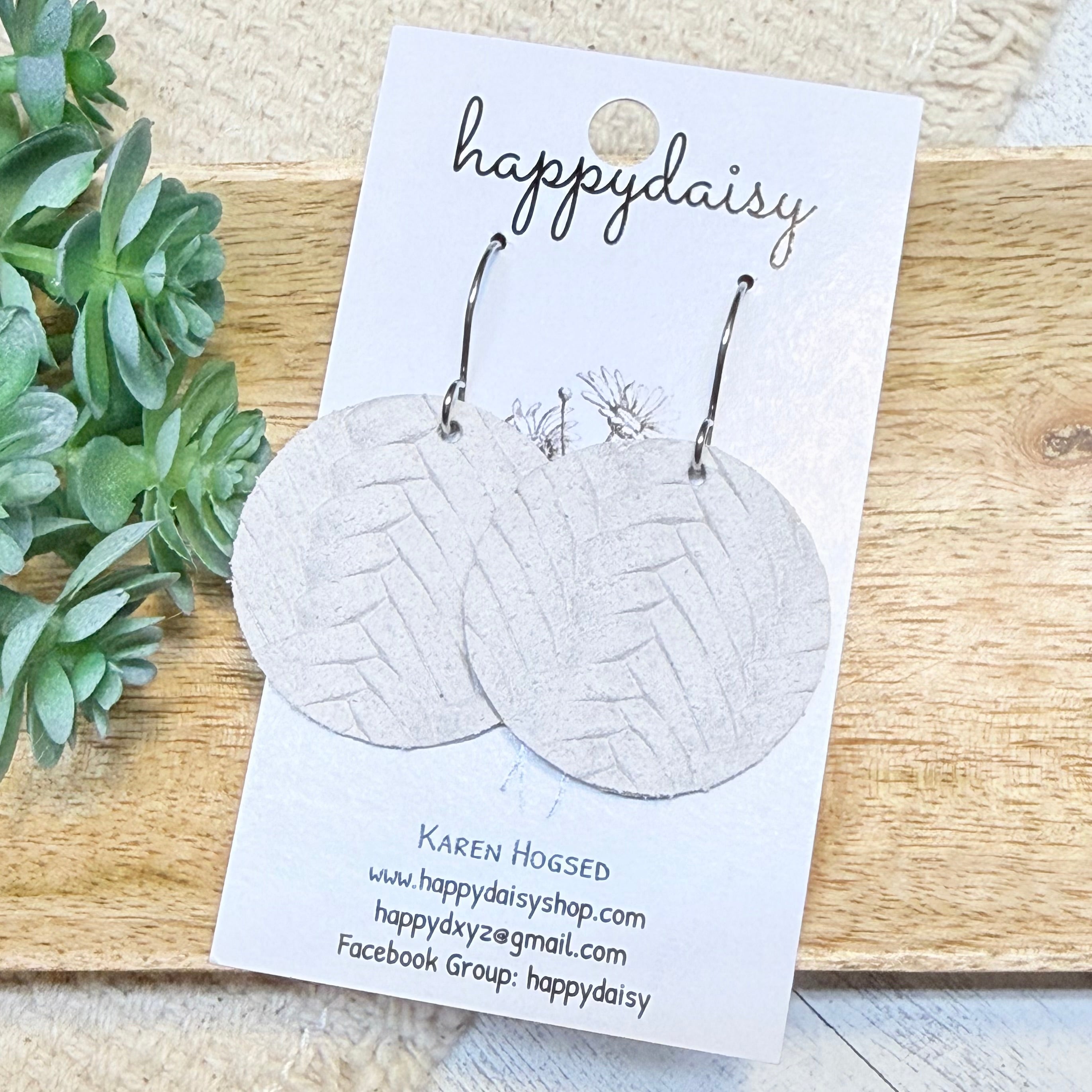 White Embossed Suede Luna Earrings
