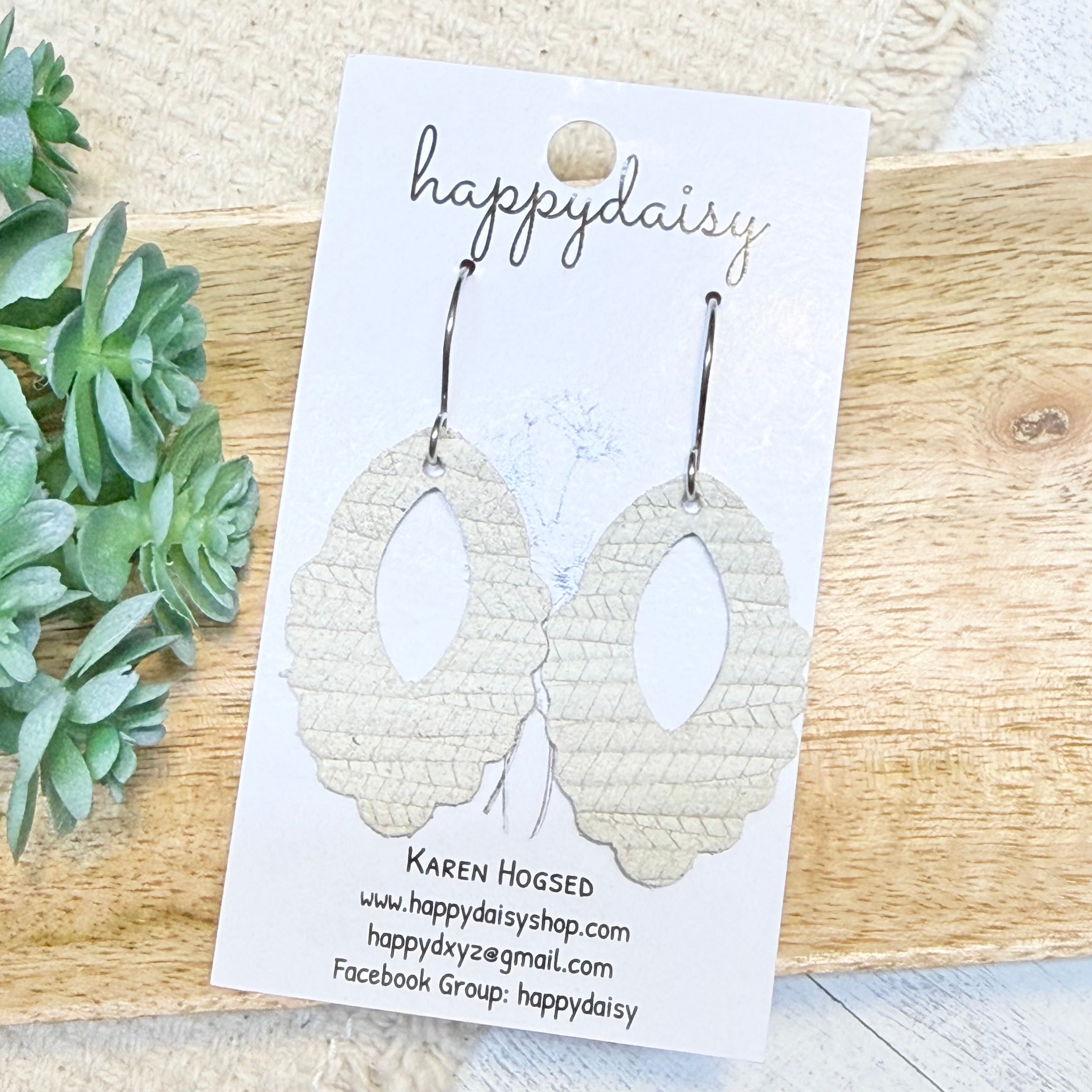 Ivory Embossed Suede Everly Earrings