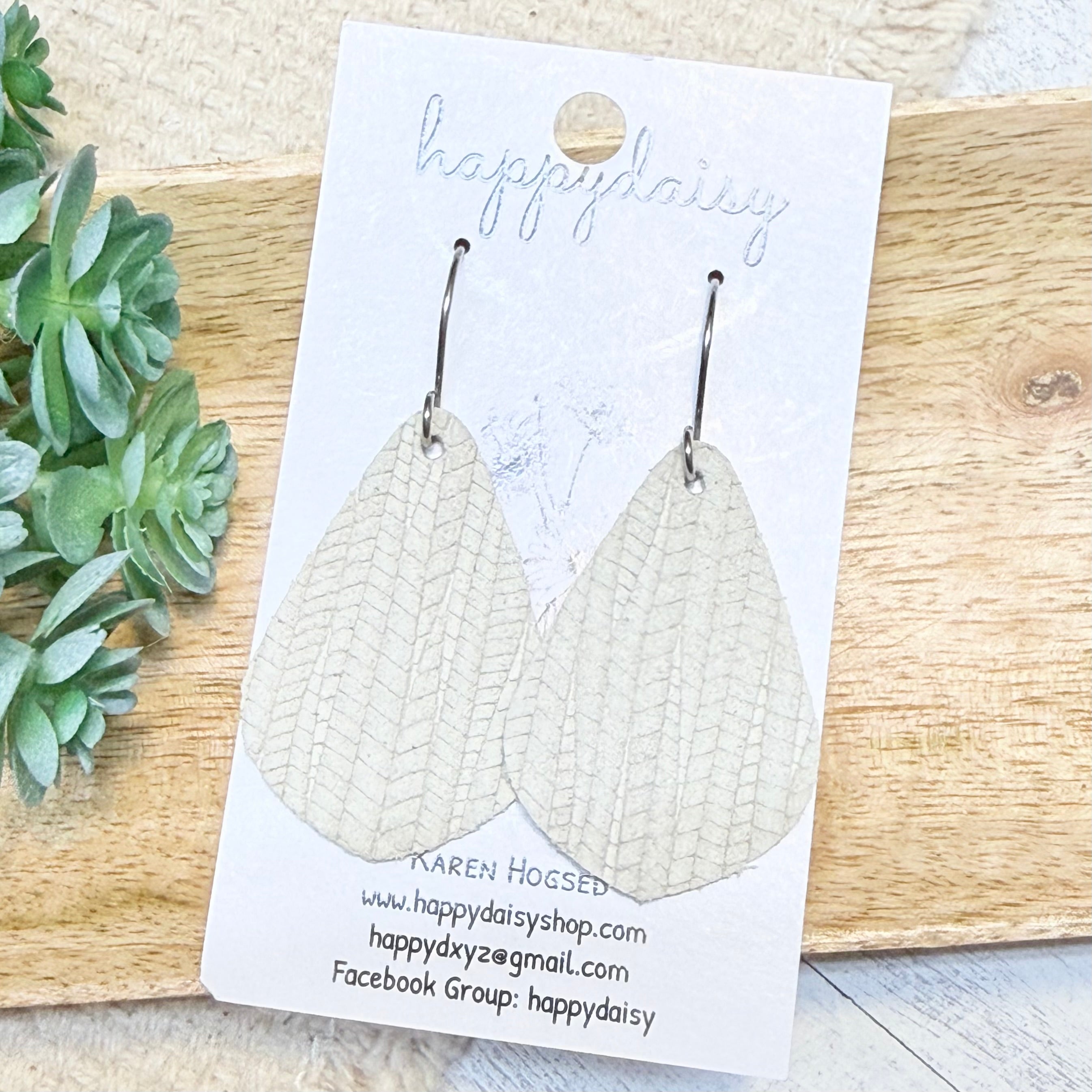 Ivory Embossed Suede Vale Earrings