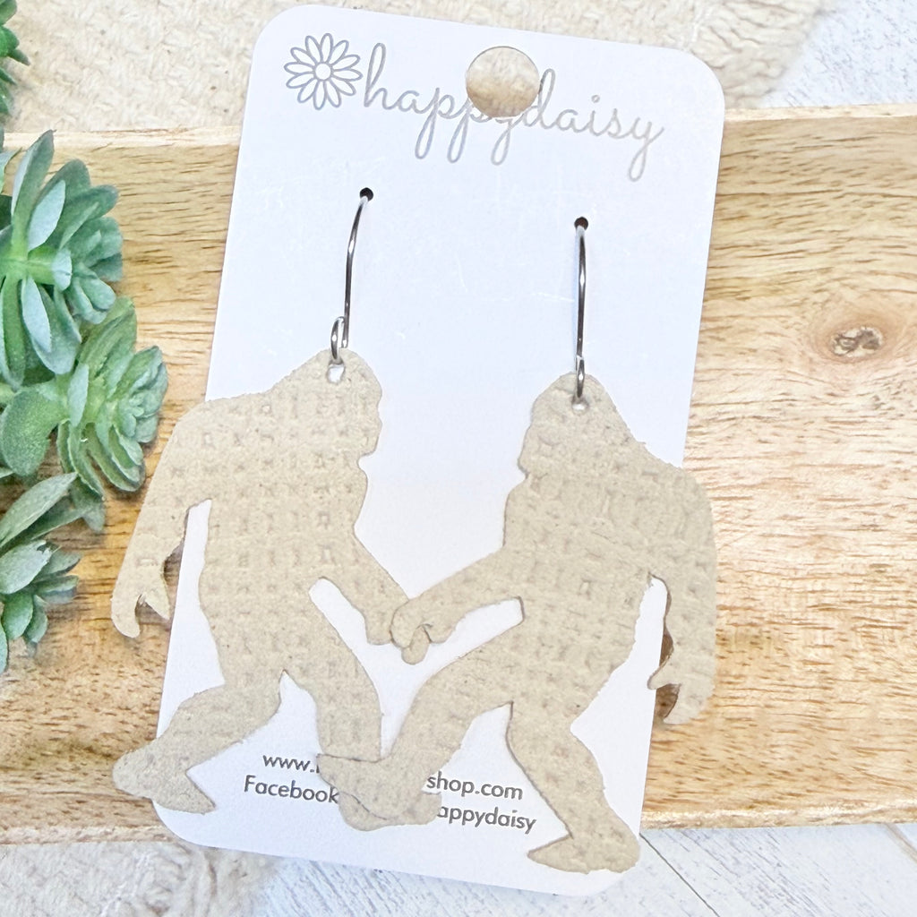Smoky Mountain Bigfoot Embossed Italian Leather Earrings