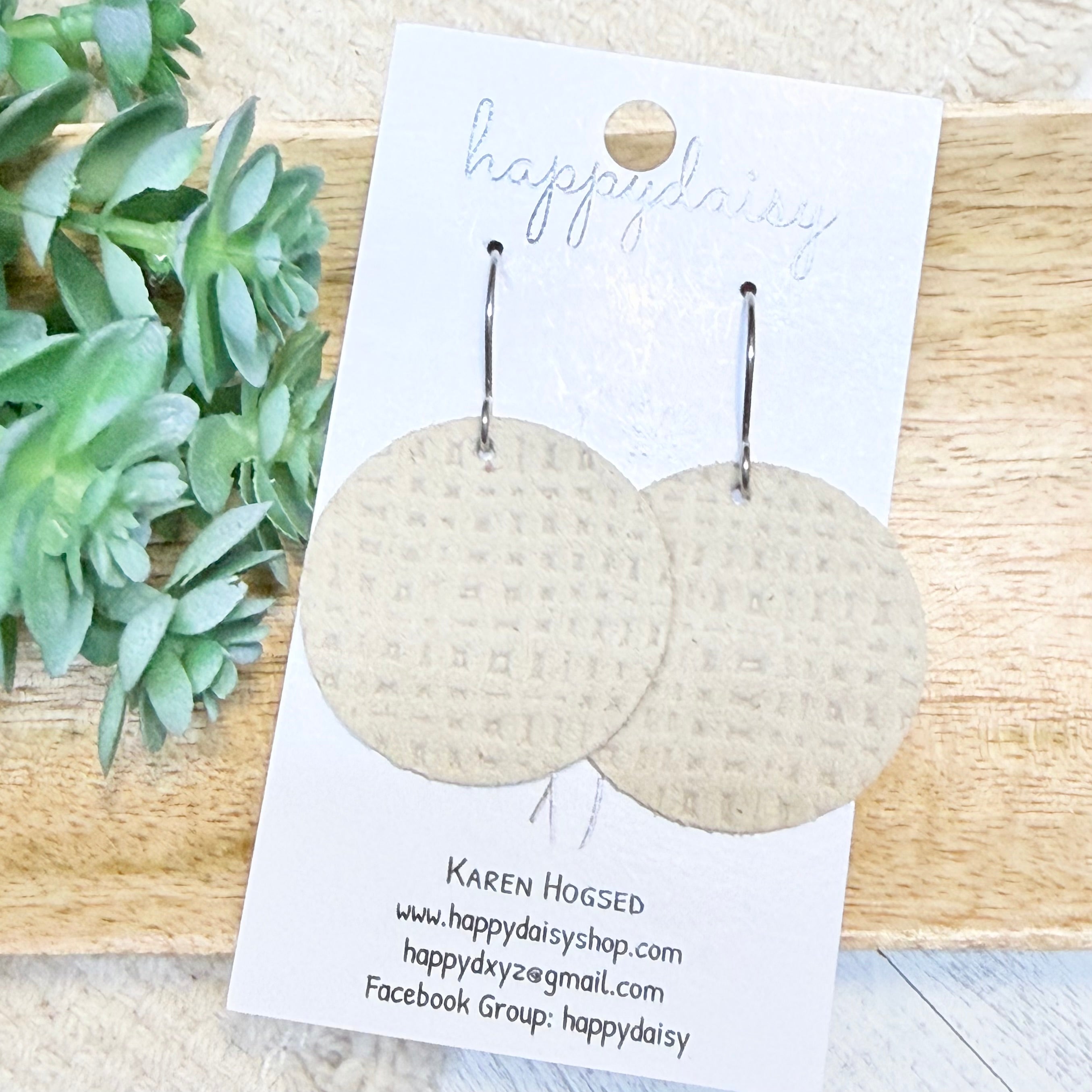 Wheat Embossed Suede Luna Earrings