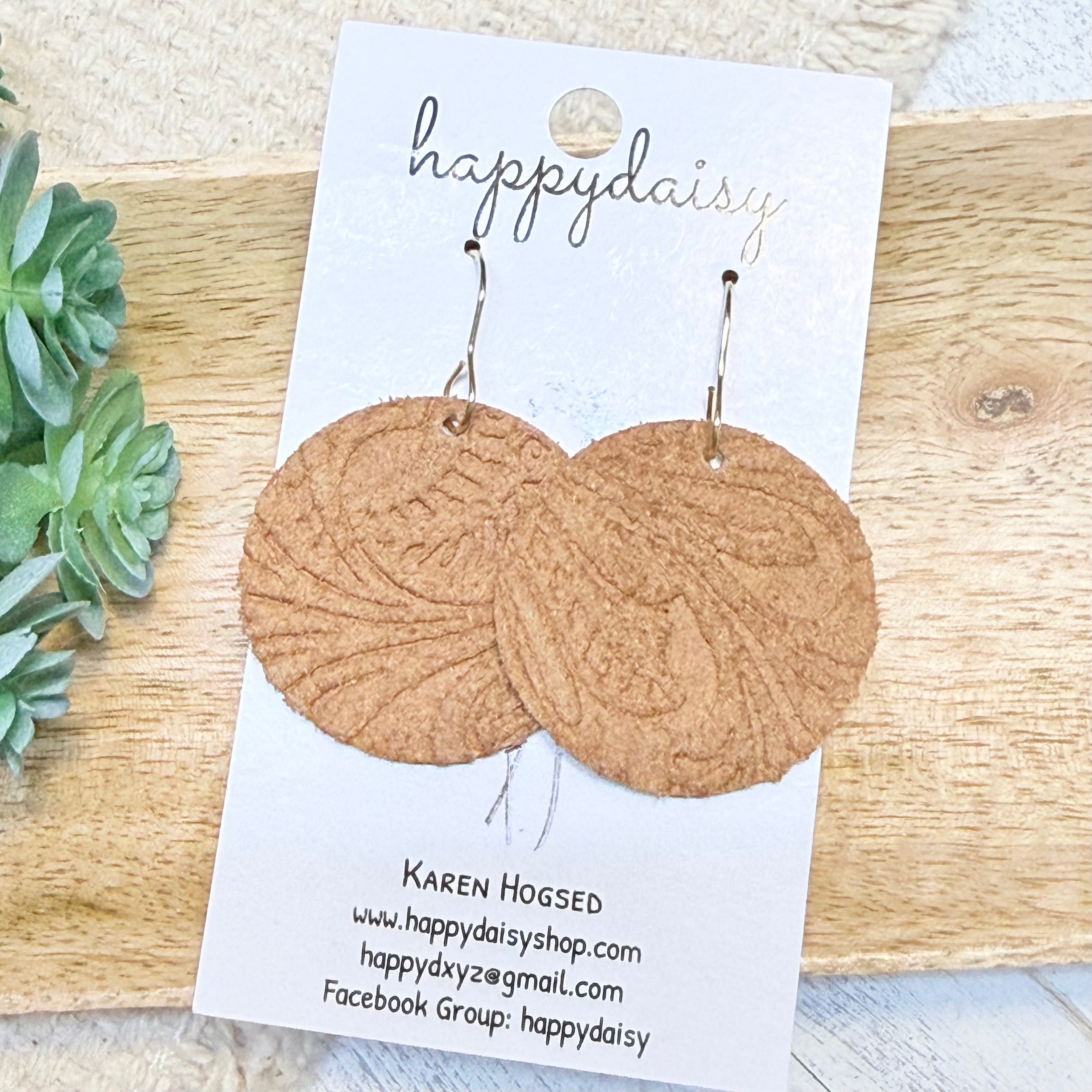 Tan Embossed Suede Luna Earrings