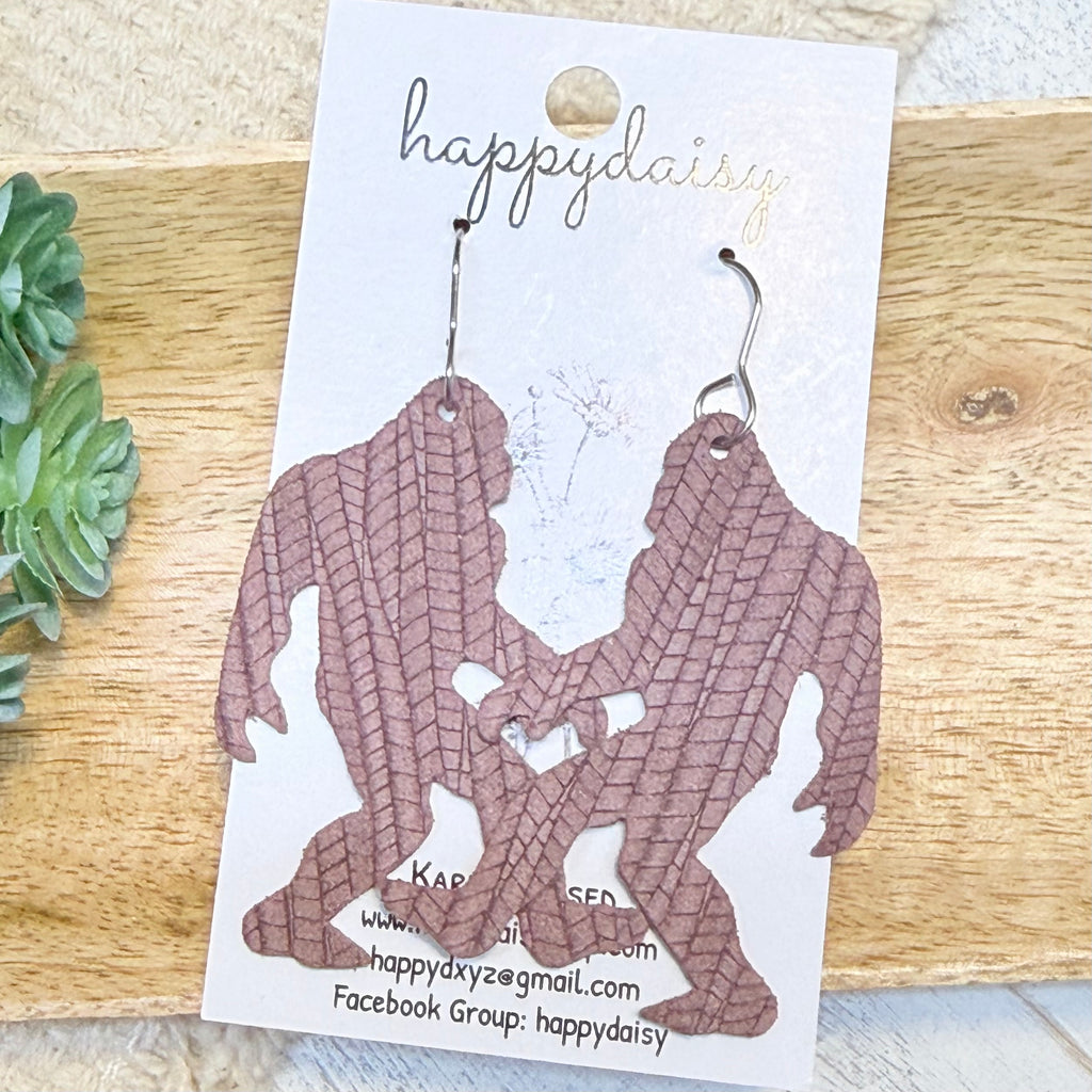 Smoky Mountain Bigfoot Embossed Italian Leather Earrings