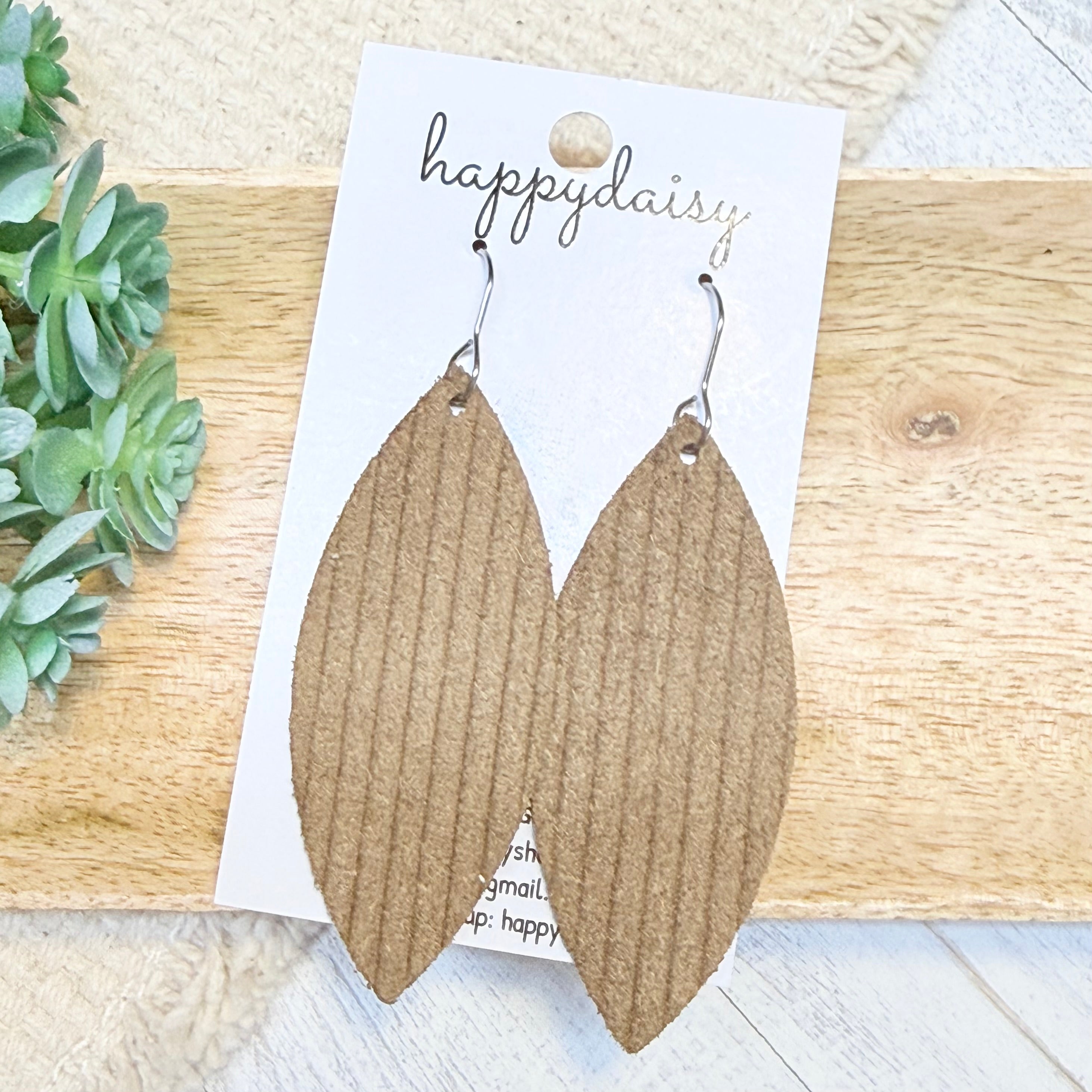Coffee Embossed Suede Medium Aspen Earrings