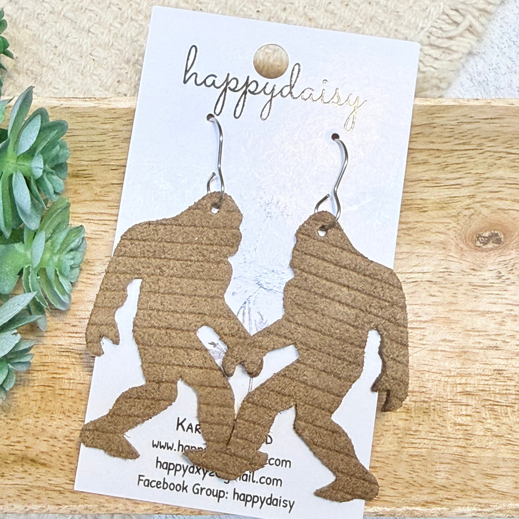 Smoky Mountain Bigfoot Embossed Italian Leather Earrings