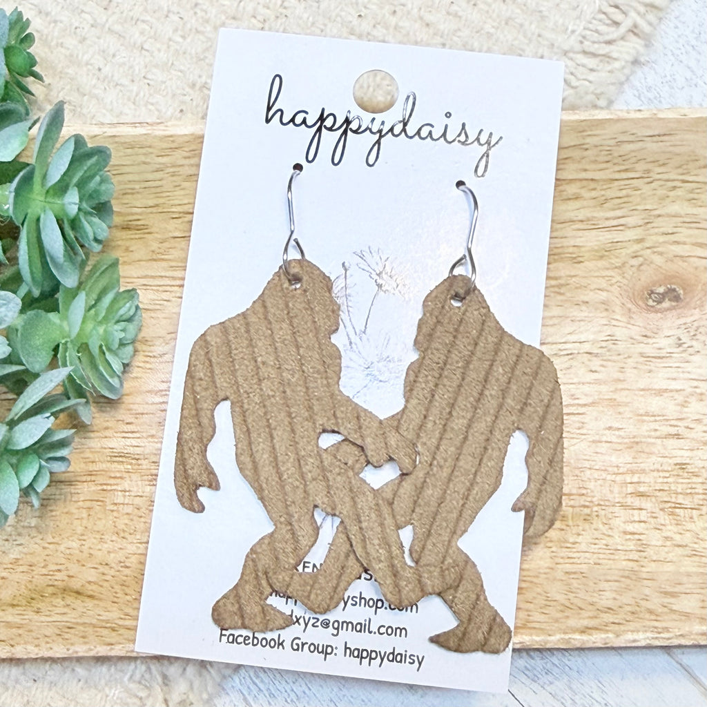 Smoky Mountain Bigfoot Embossed Italian Leather Earrings