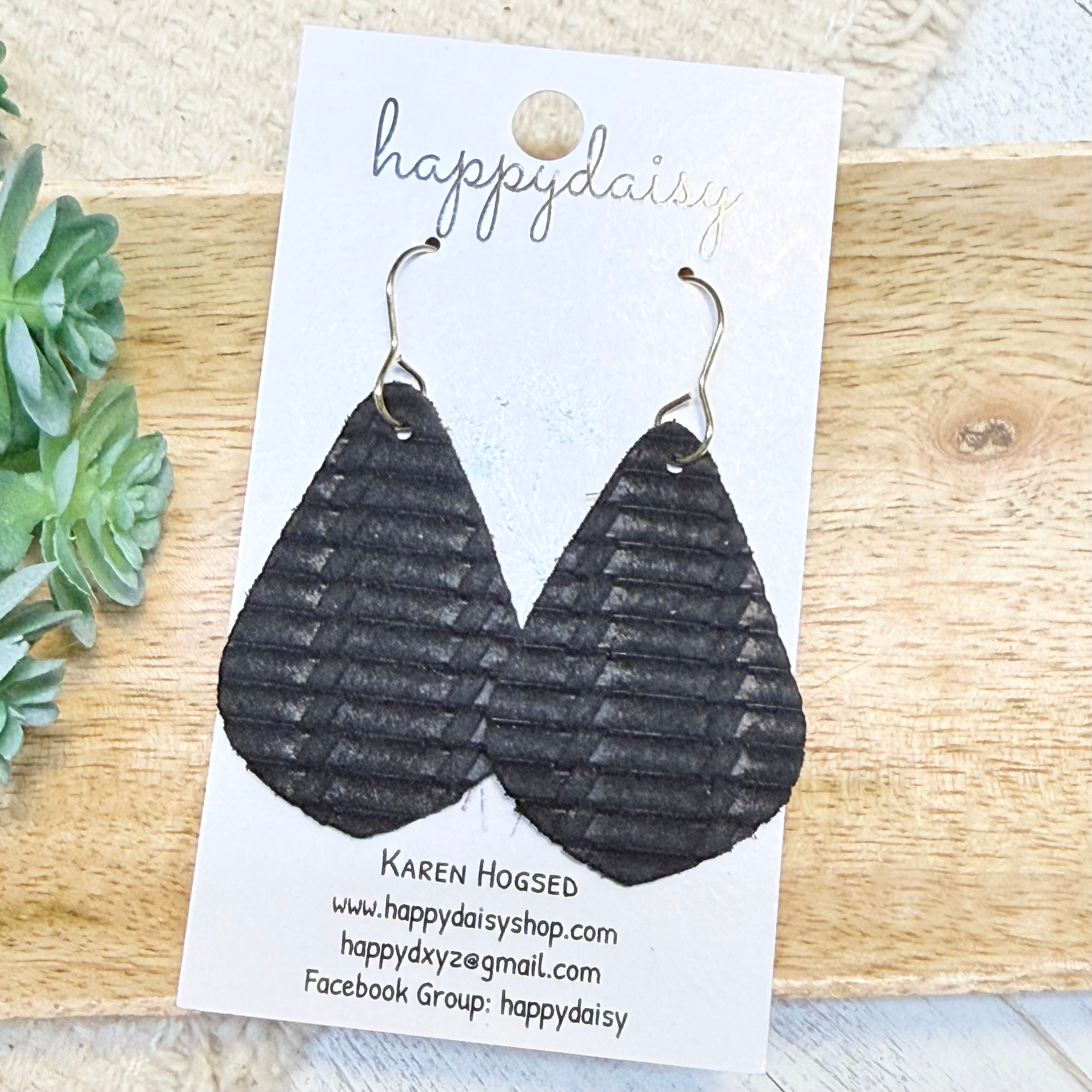 Black Embossed Suede Vale Earrings