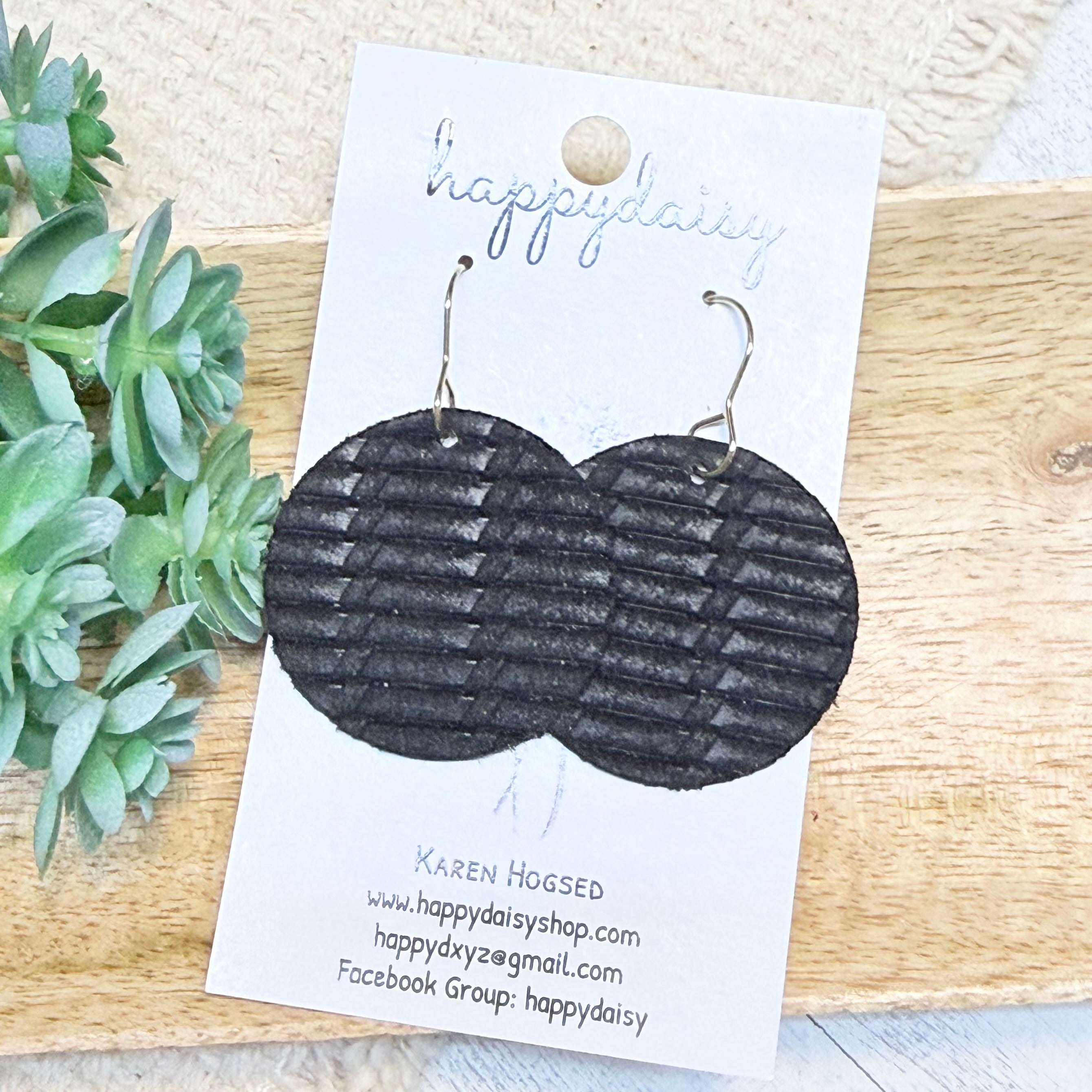 Black Embossed Suede Luna Earrings