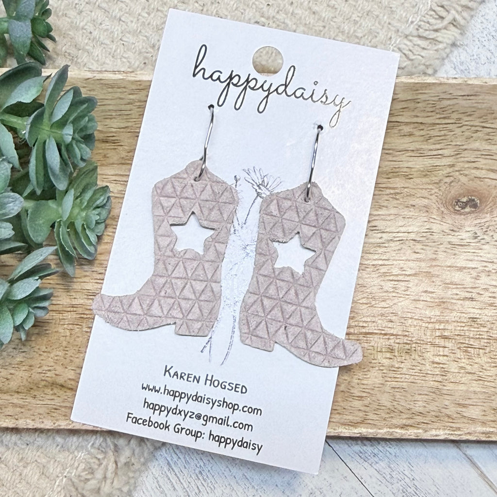 Western Star Boots Embossed Italian Leather Earrings