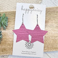 Raspberry Embossed Suede Star Earrings