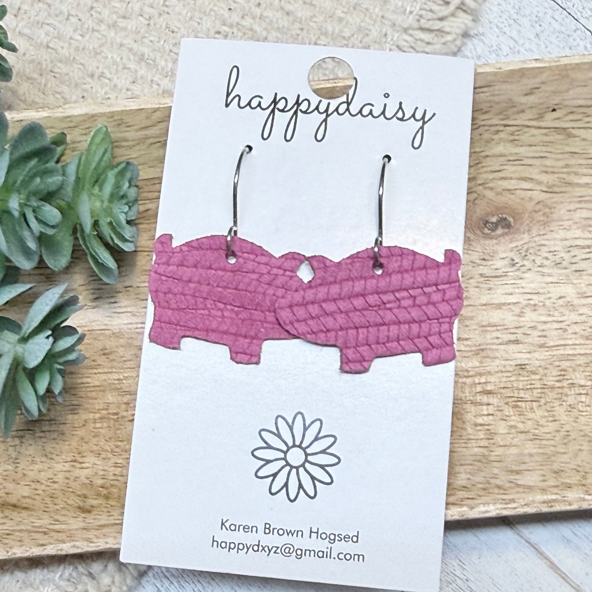 Raspberry Farm Pig Earrings