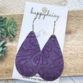 Purple Embossed Suede 2" Teardrop Earrings