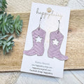 Lavender Western Star Boot Earrings