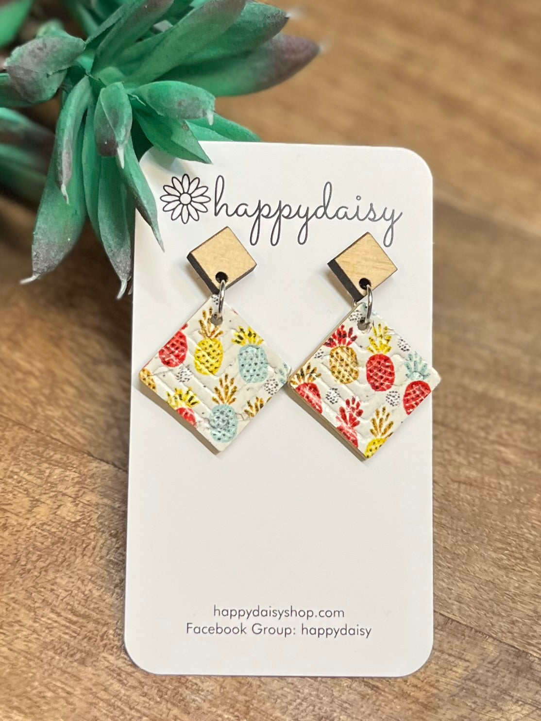 Summer Pineapple Print  "Jimmie" COL Earrings