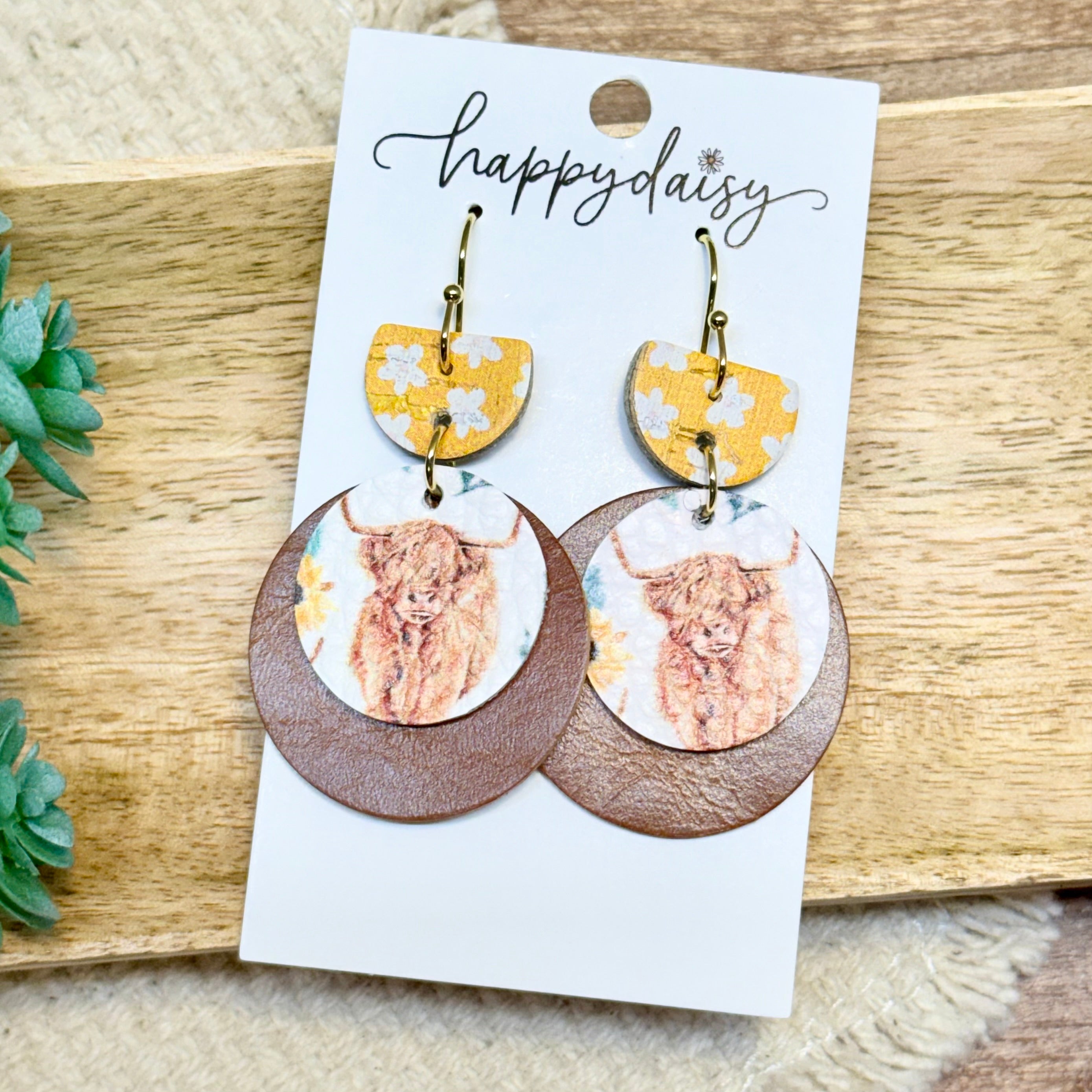 Farm Highland Cow Halo Earrings