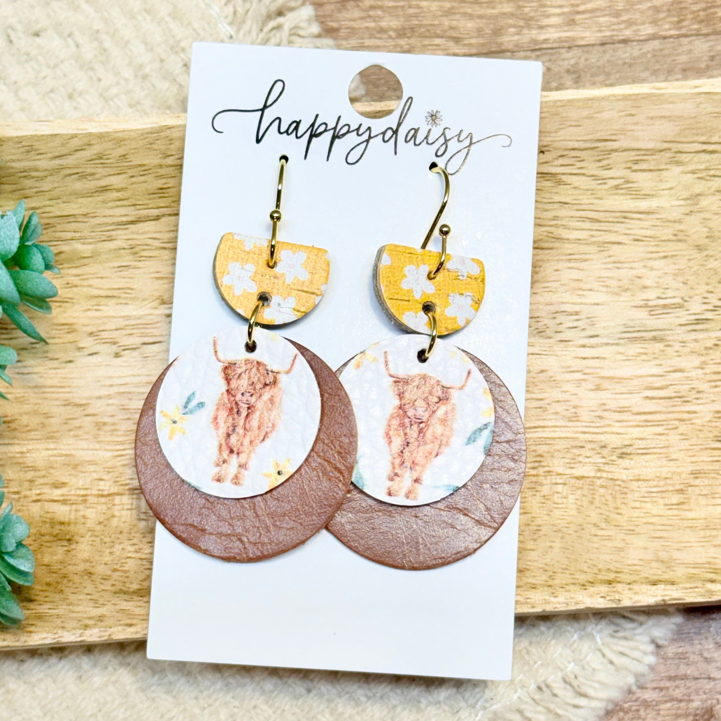 Farm Highland Cow Halo Earrings