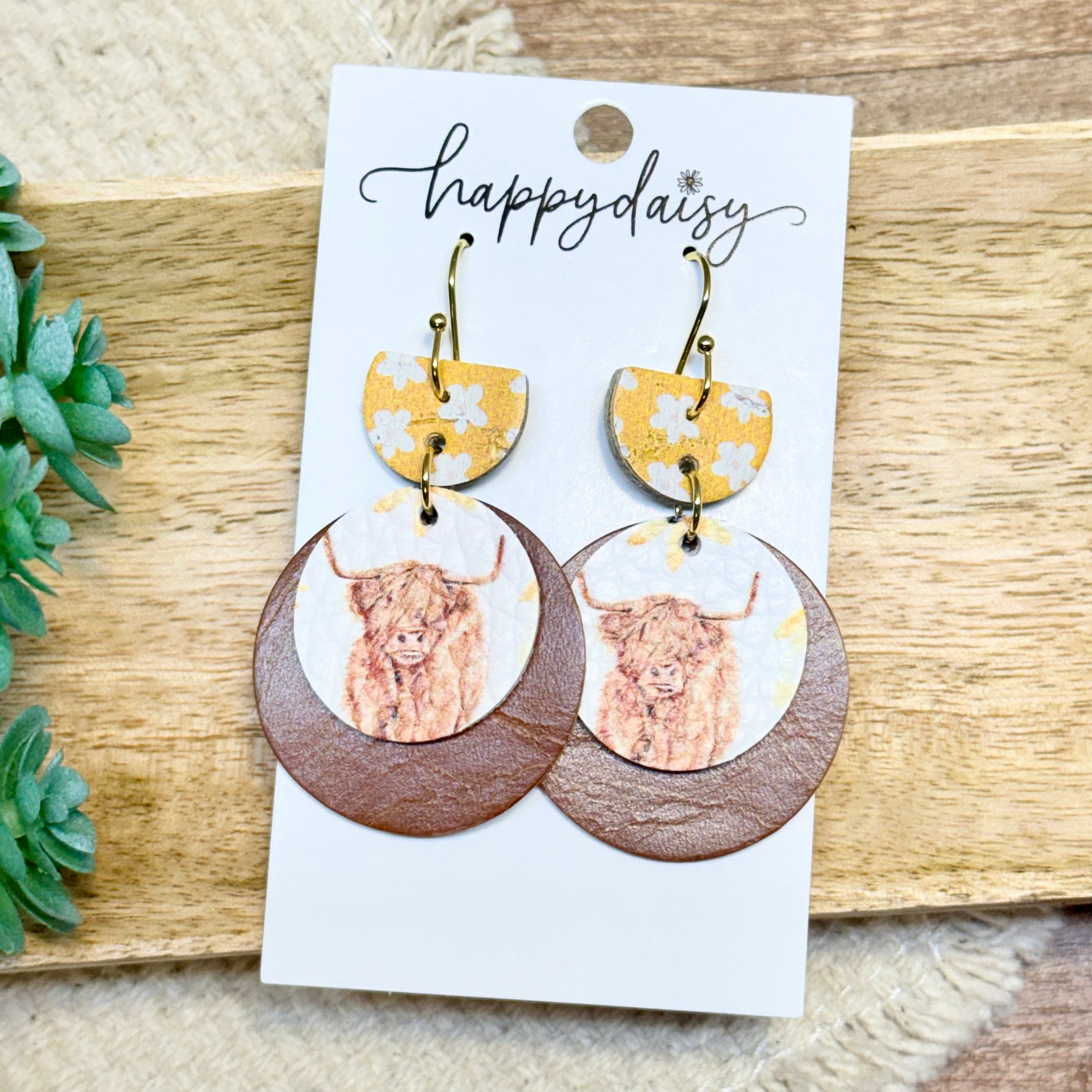 Farm Highland Cow Halo Earrings