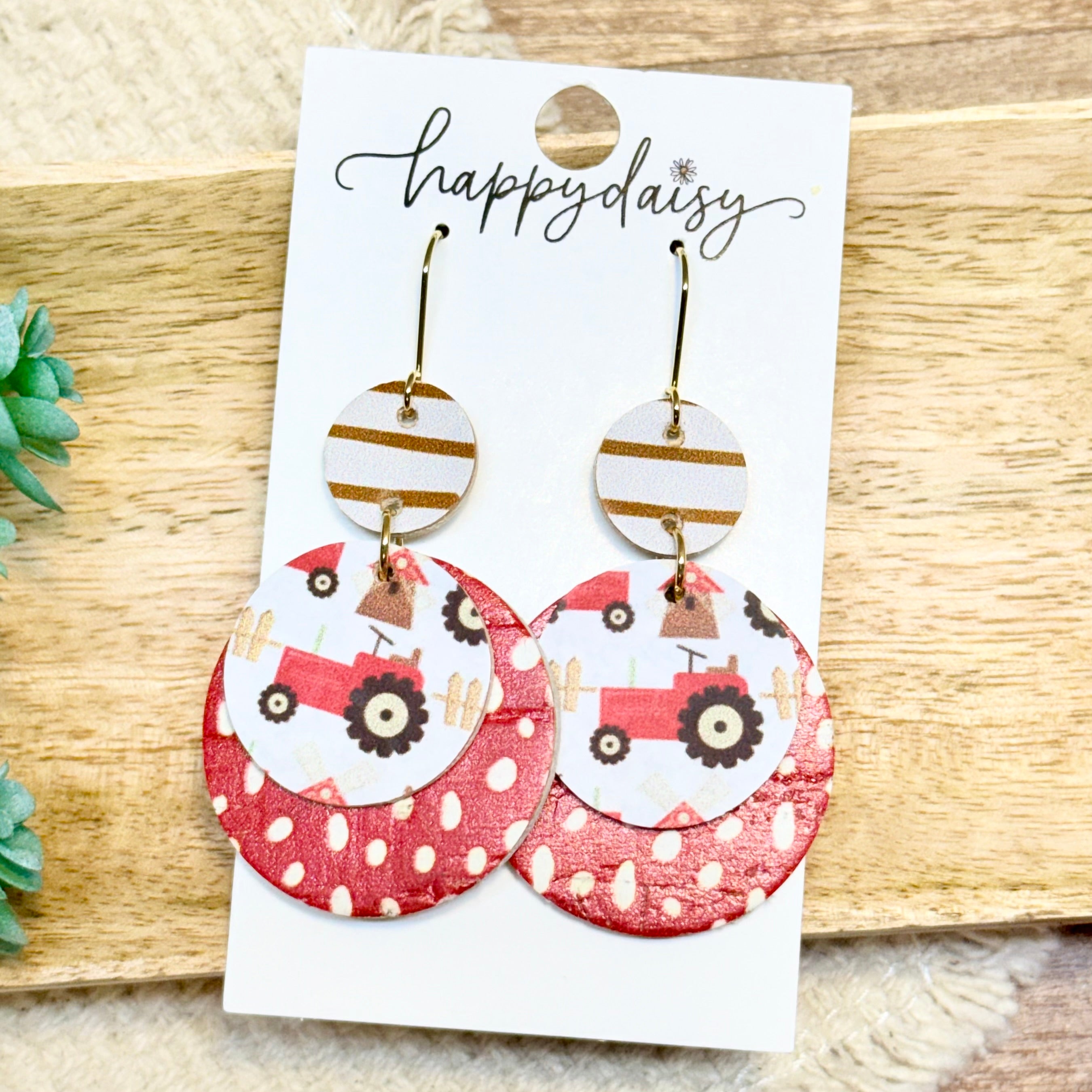 Farm Tractor Halo Earrings
