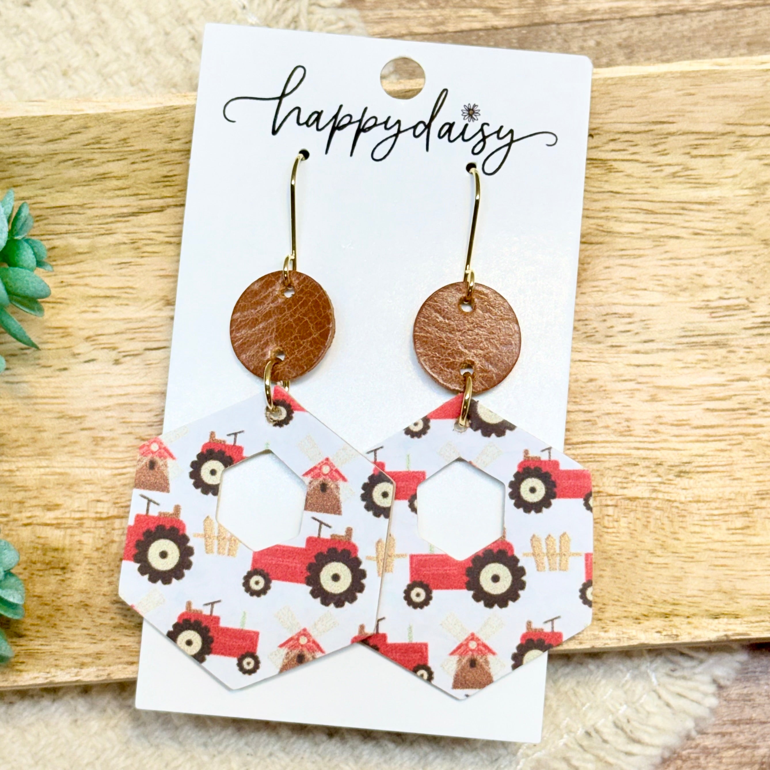 Farm Tractor Hexy Earrings
