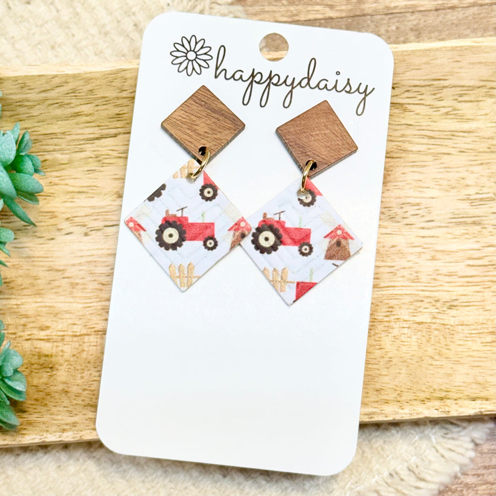 Farm Tractor Jimmie Earrings