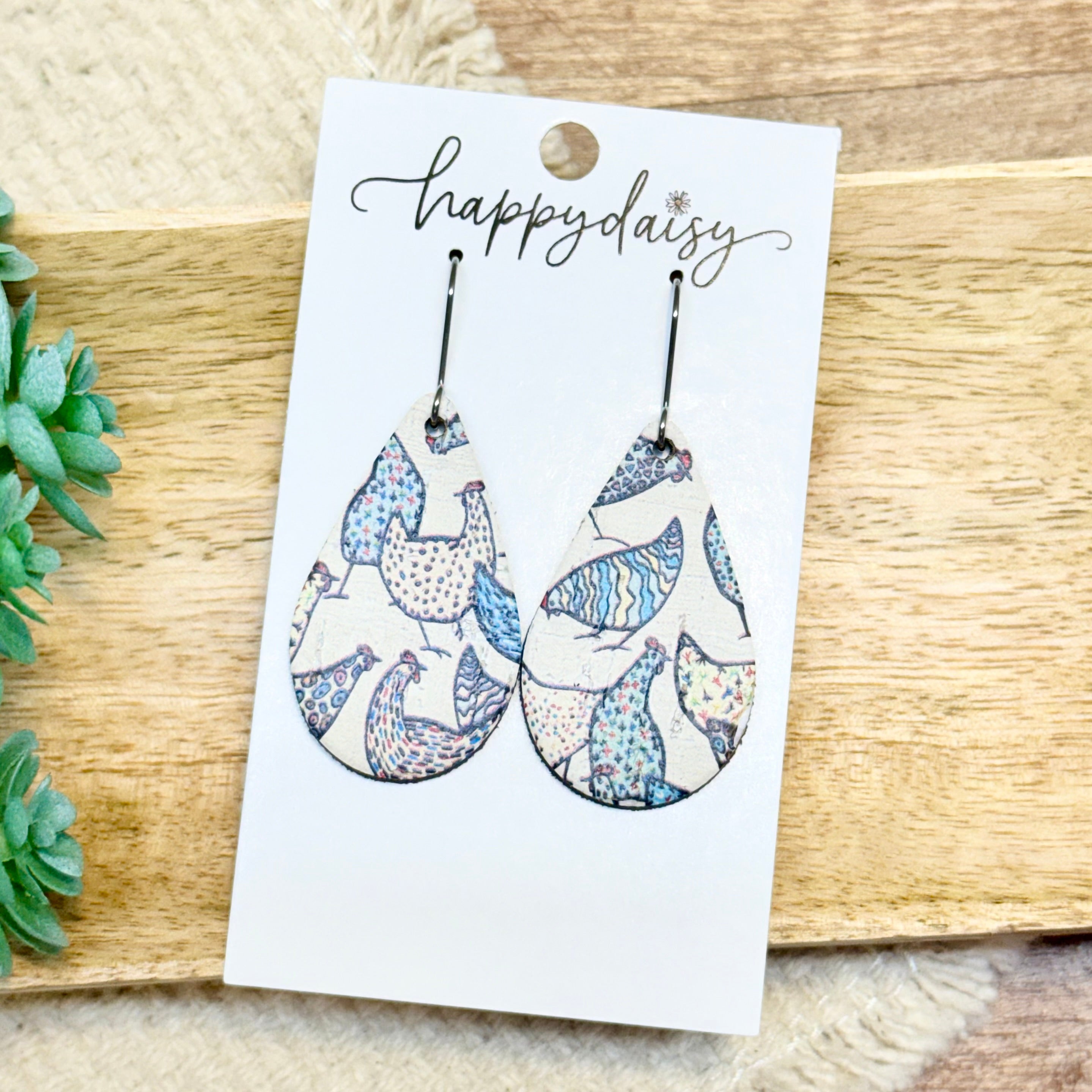 Farm Folk Art Teardrop Earrings