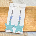 Aqua Starfish Earrings with Beads