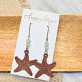 Brown Starfish Earrings with Beads