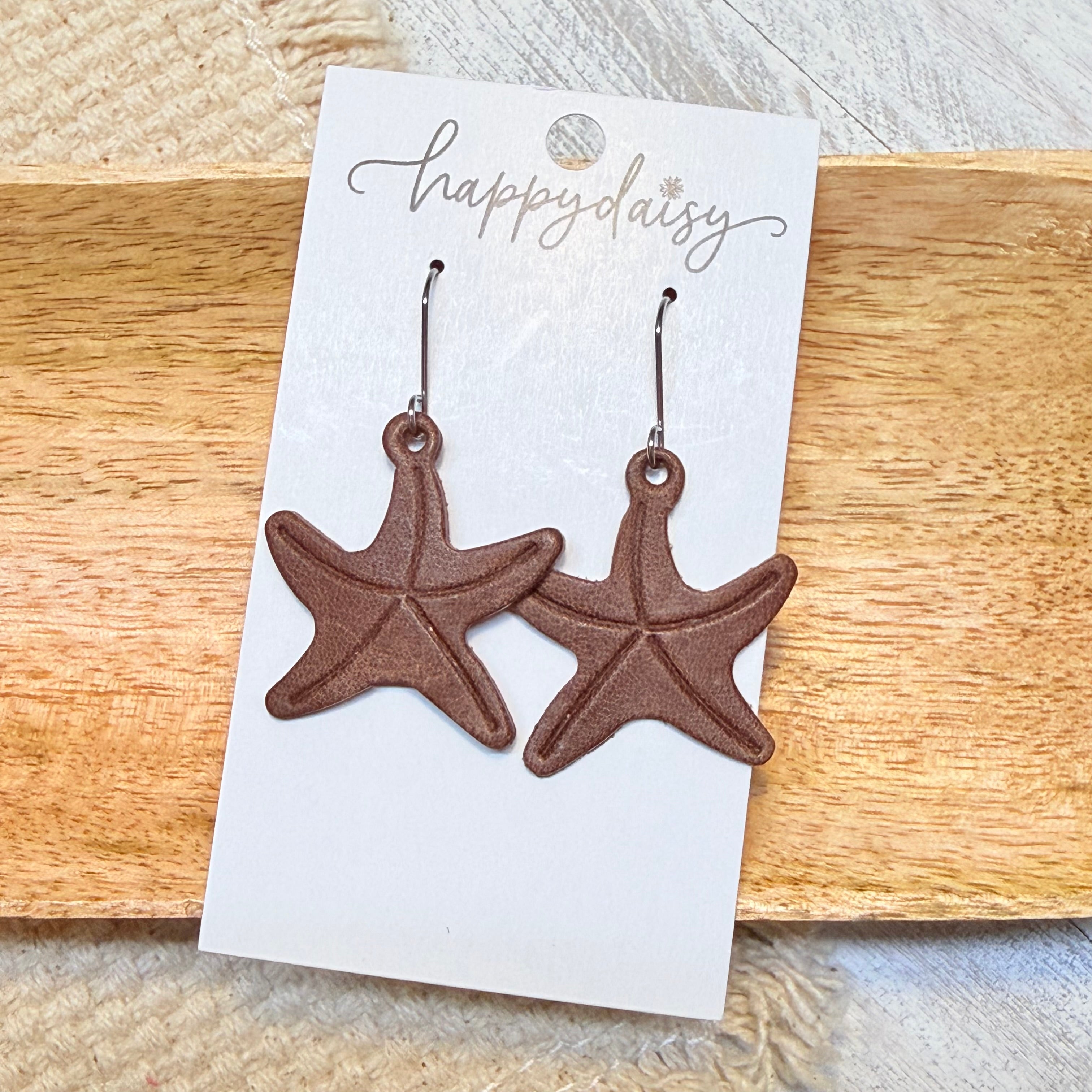 Brown Starfish Earrings