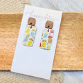Pineapple Print Bar Drop Earrings