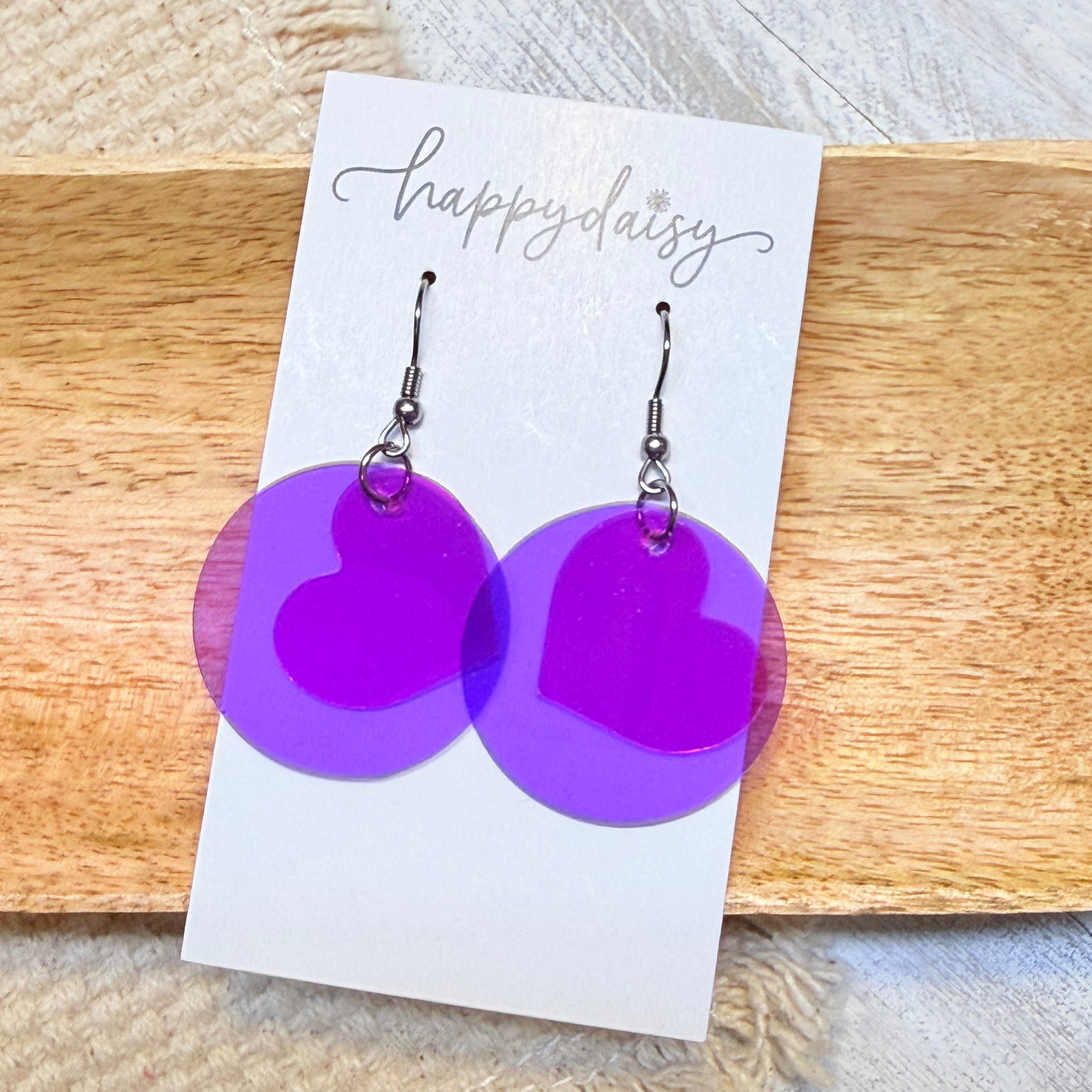 Pink Heart Pool Beach Halo Earrings