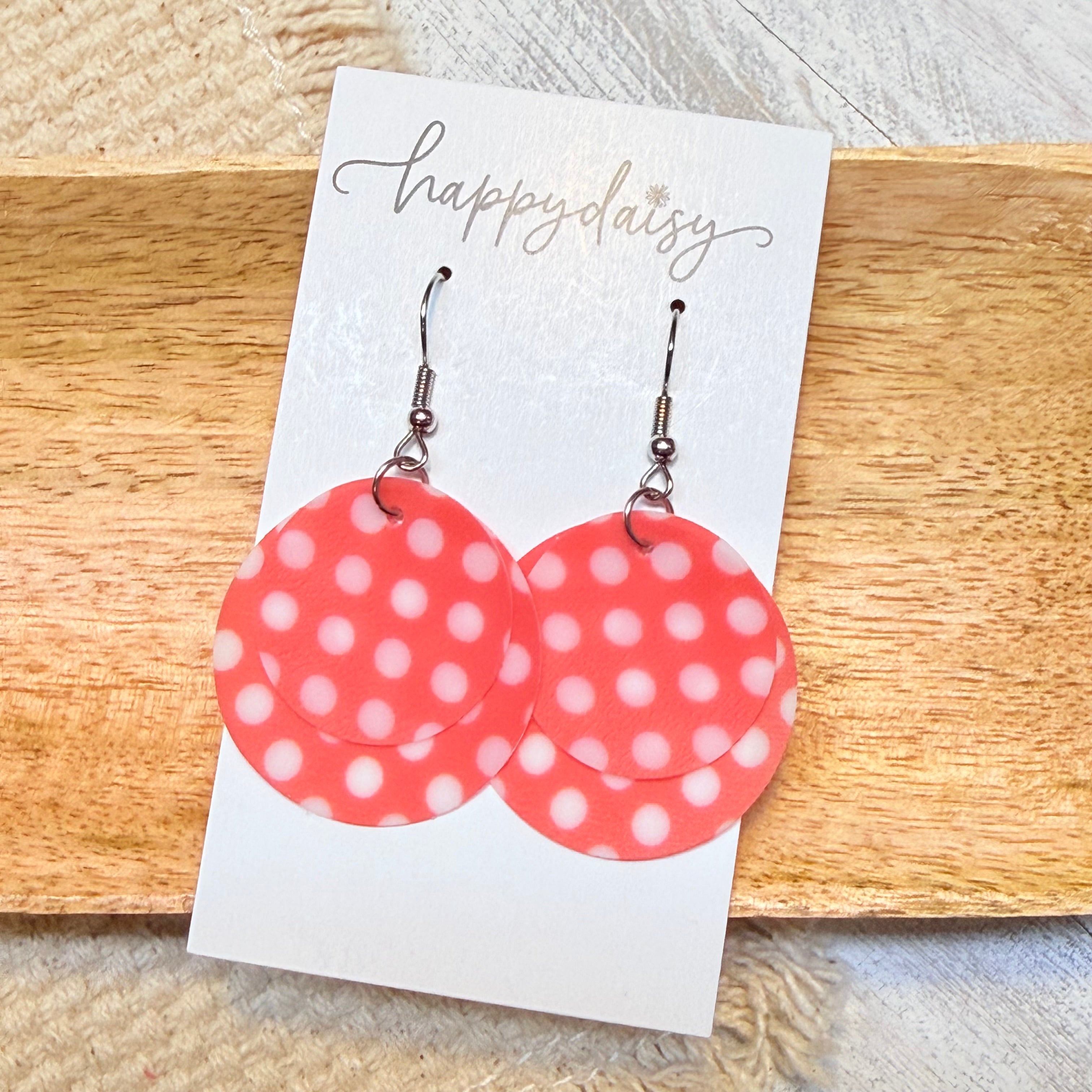 Polka Dot Coral Pool Beach Halo Earrings