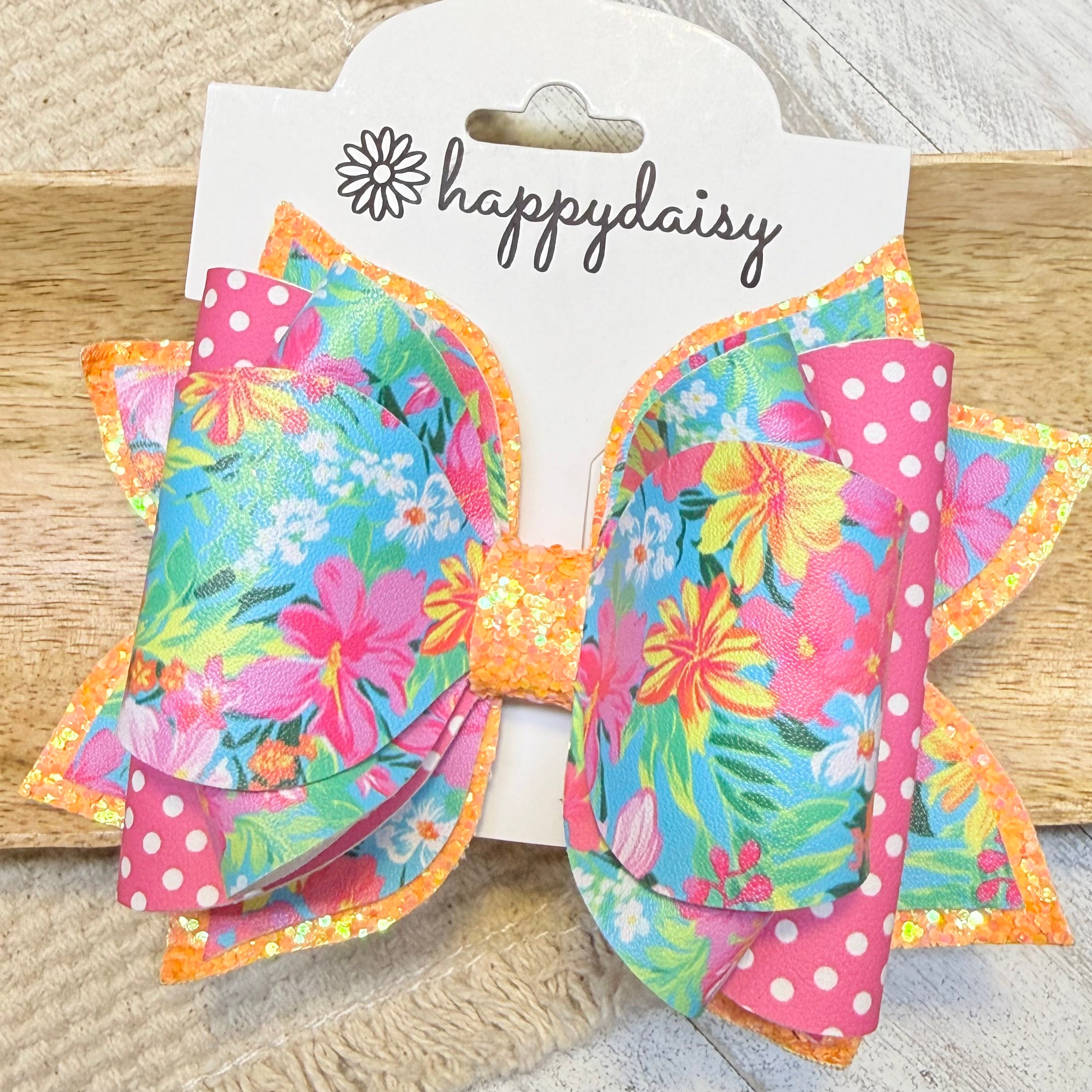Summer Floral Layered Bow 4.5"