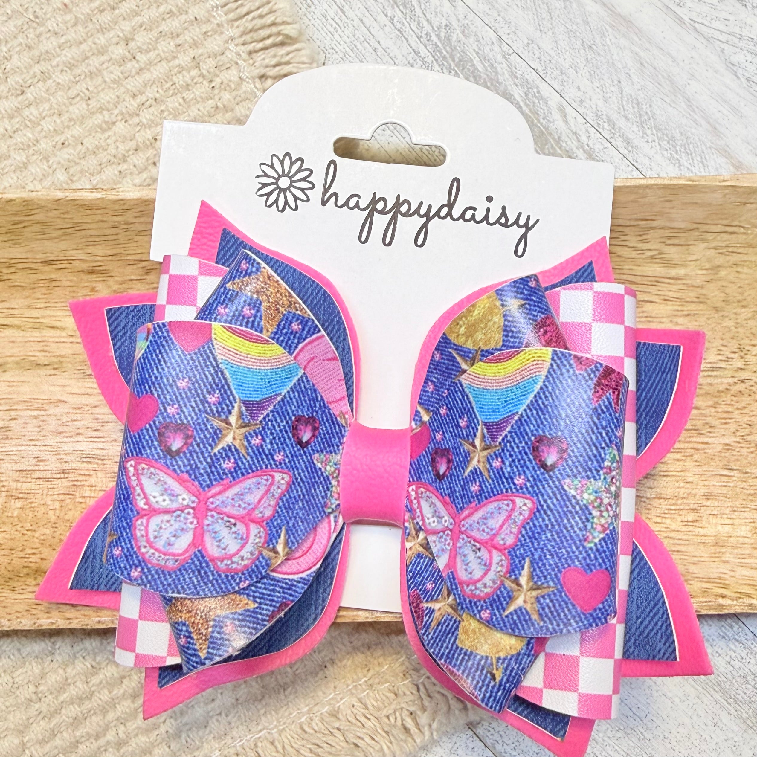 Denim Dreams Layered Bow 4.5"