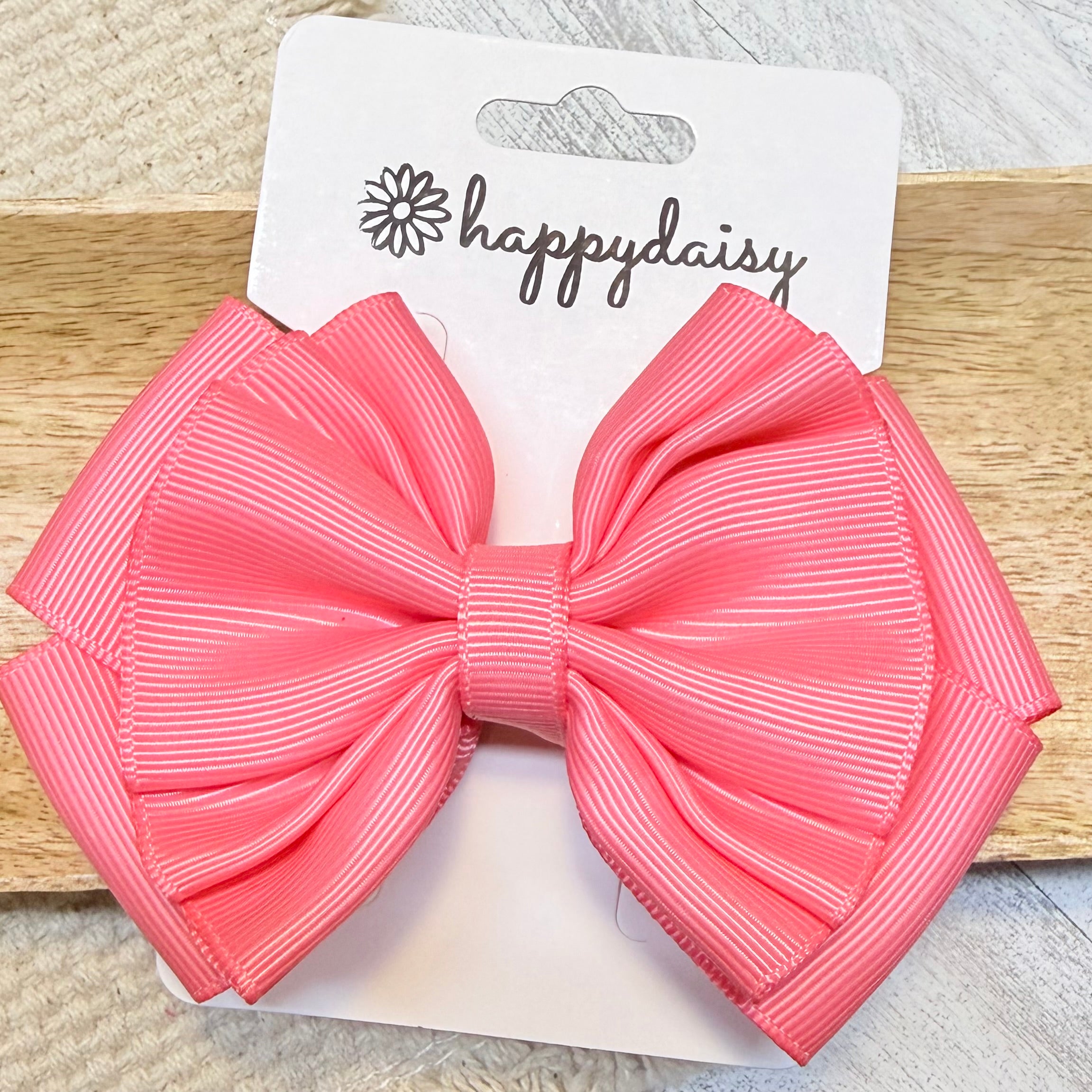 Coral Pink Ribbon Bow 4"
