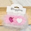 Pink Tulle Heart Bow 4.25"