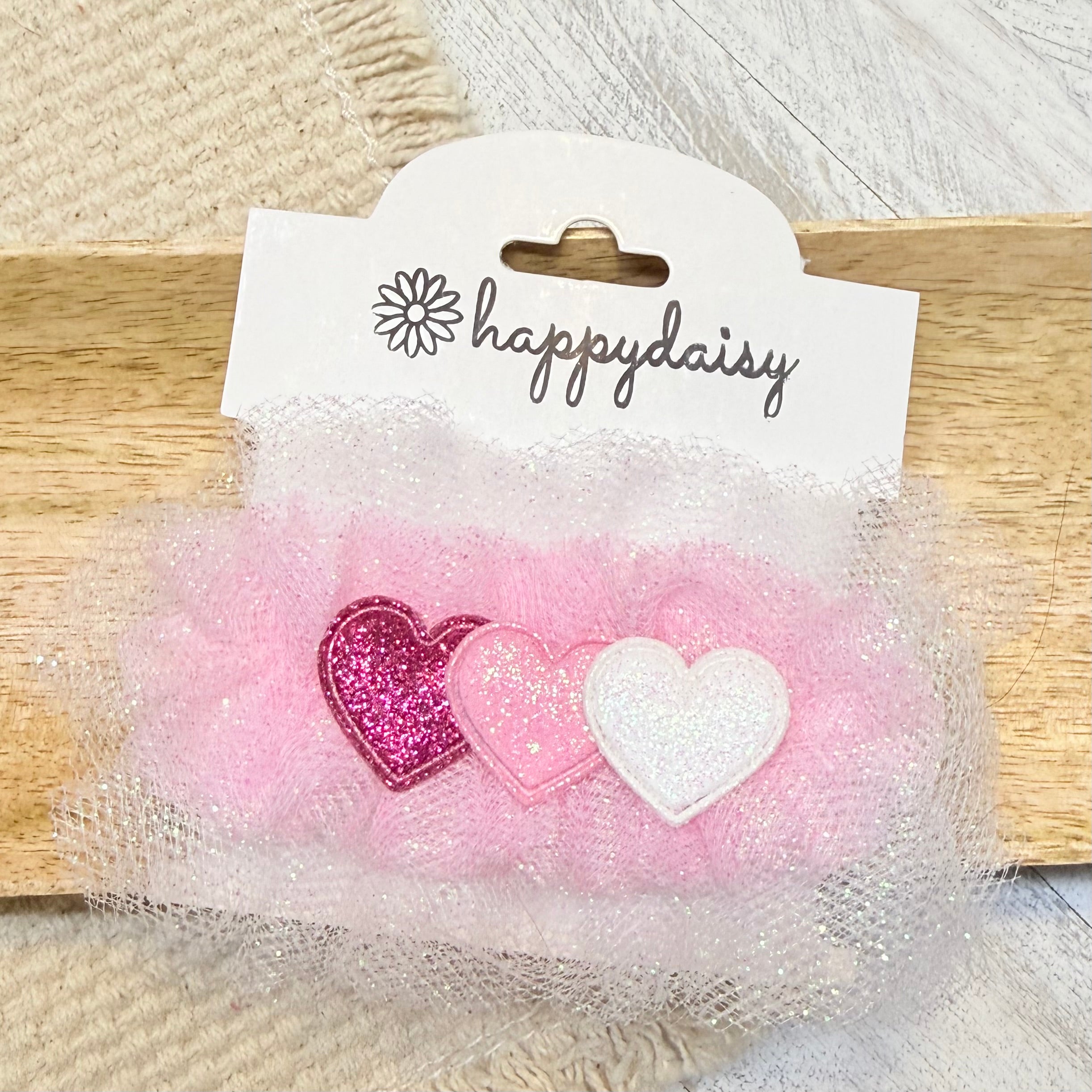 Pink Tulle Heart Bow 4.25"